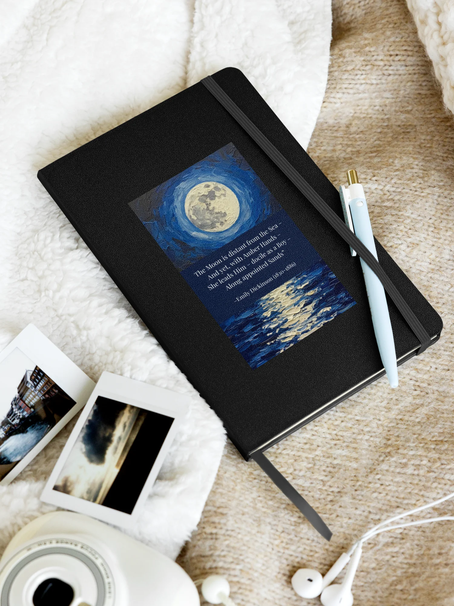 Hardcover "The Moon is distant from the Sea" Journal with Elastic Closure and Inner Pocket | Emily Dickinson Notebook product image (2)
