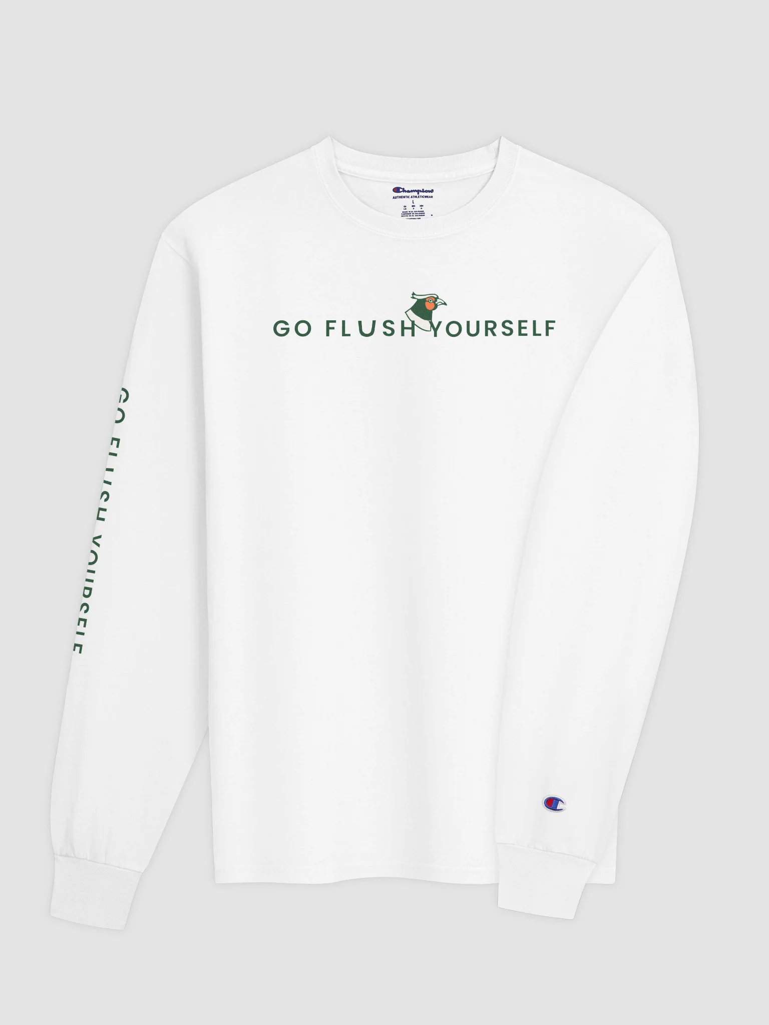 Go Flush Yourself Champion Long Sleeve Tee (light mode) product image (4)