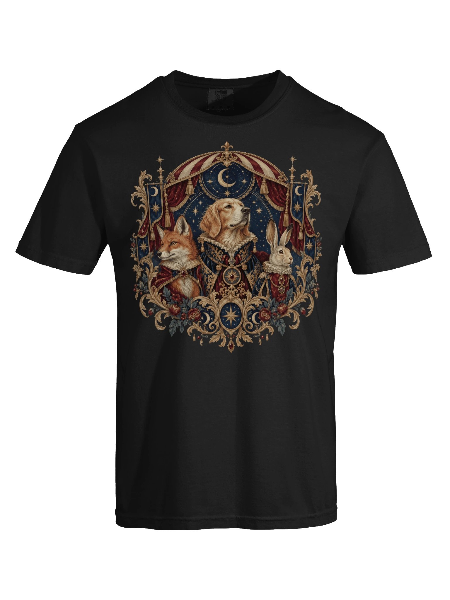 Vintage Woodland Animal Graphic T-Shirt – Dog, Fox & Rabbit Victorian Art Tee product image (6)