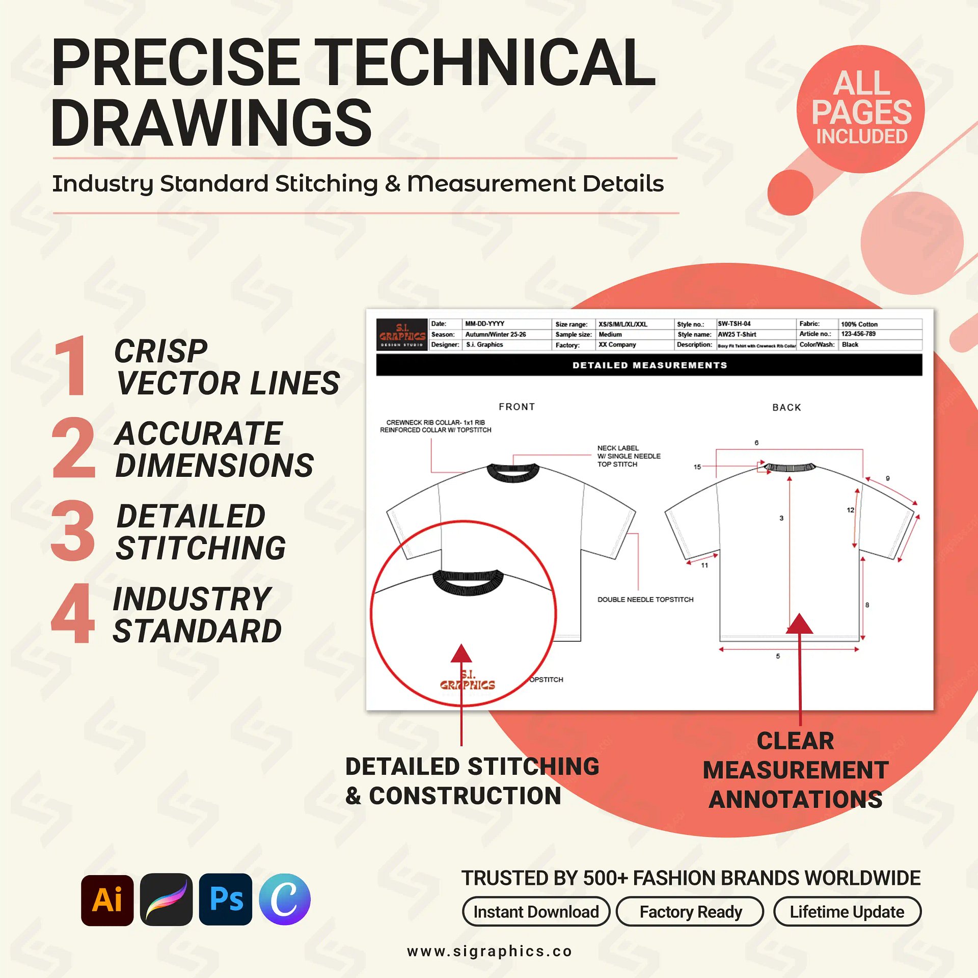 Boxy Fit T-Shirt Tech Pack Template product image (5)