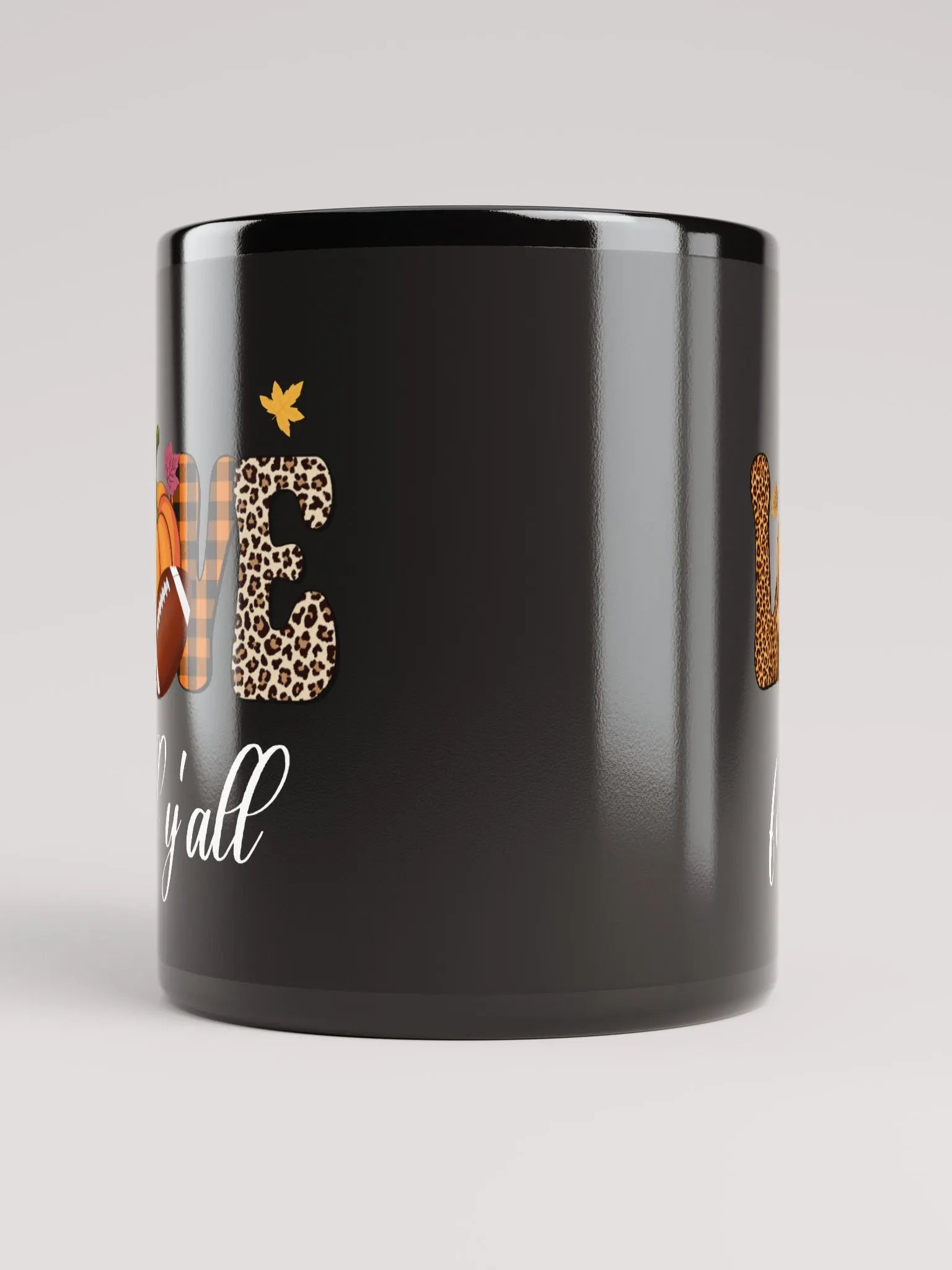 Love Fall Y'all Football Pumpkin Spice Black Mug product image (6)
