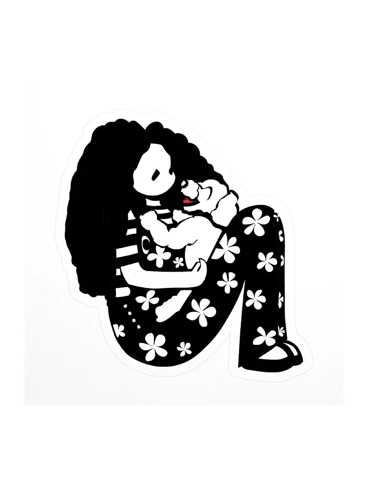 Sticker: Girl with laughing dog on her lap product image (1)