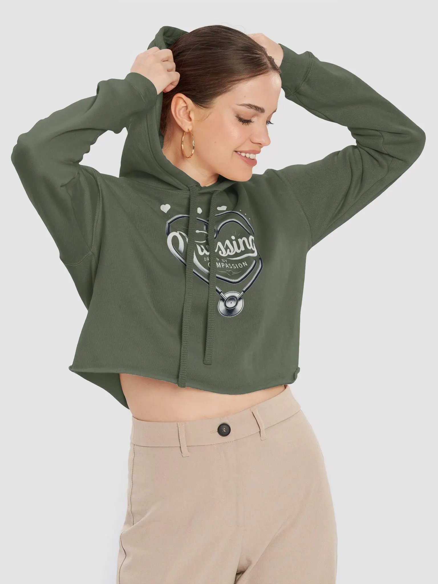 Heartbeat Nursing Stethoscope Crop Hoodie product image (15)