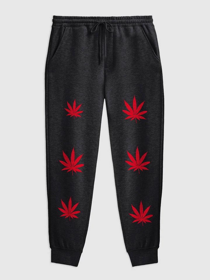 Red Cannabis Leaf Fleece Joggers product image (6)