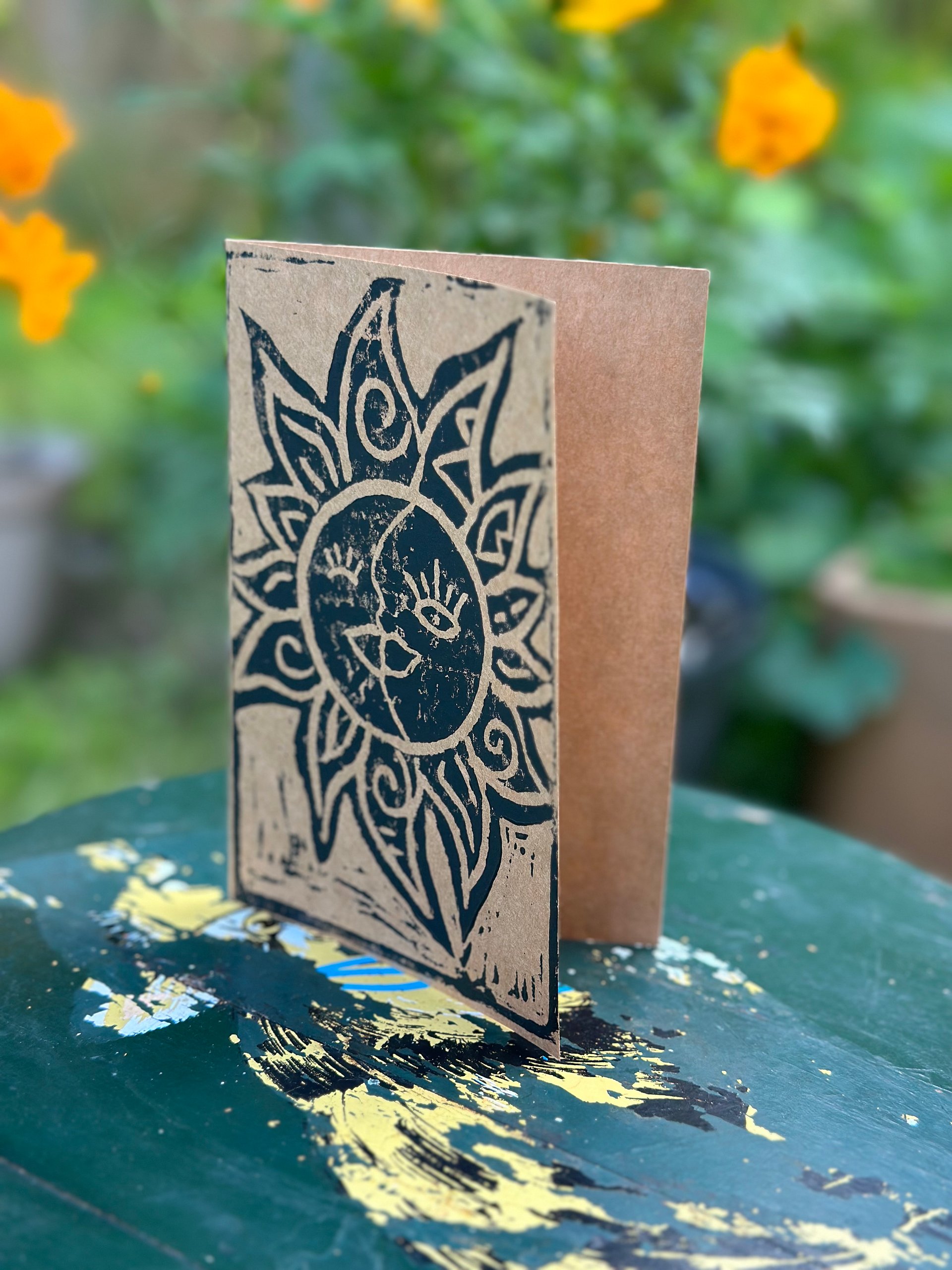 Sun & Moon Block Print Greeting Card (Blank) product image (4)