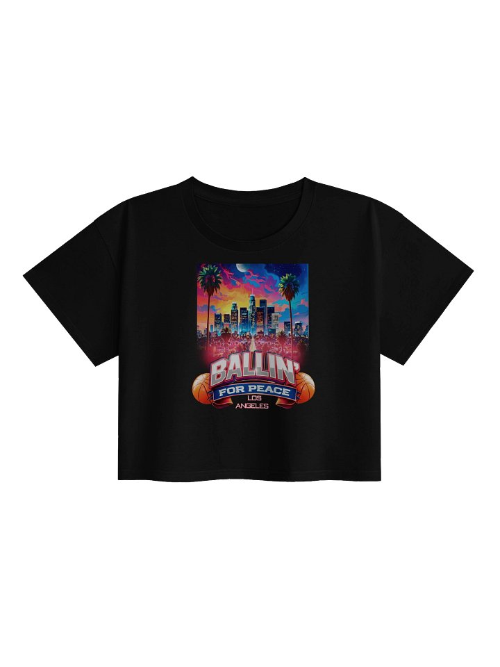 Ballin’ For Peace Los Angeles Women’s Crop Top – Urban Basketball Streetwear Crop with LA Skyline Design product image (1)