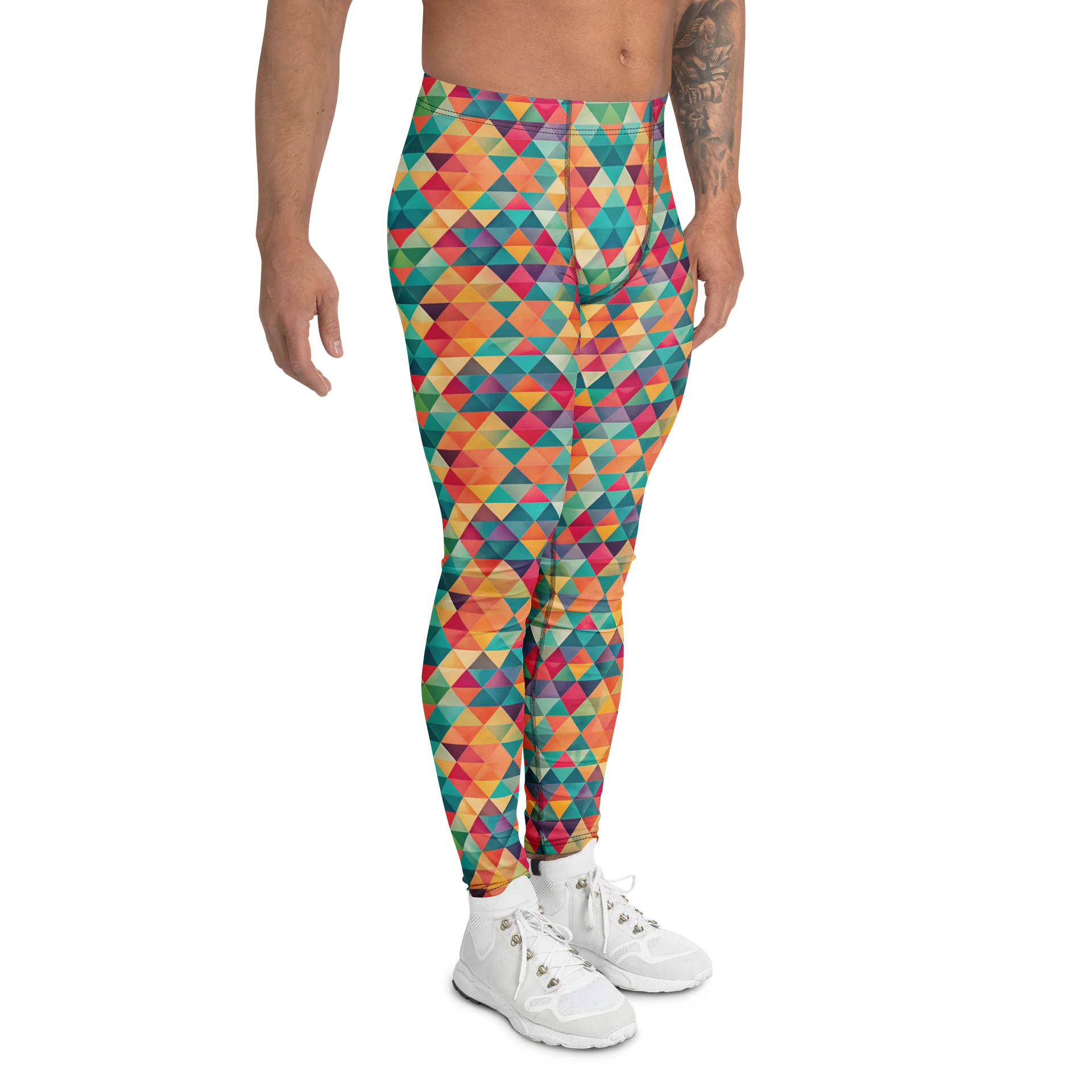 Bold Colorful Geometric Triangles Men's Leggings product image (3)