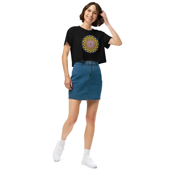 Orange Sunflower Mandala Women's Crop Top product image (2)