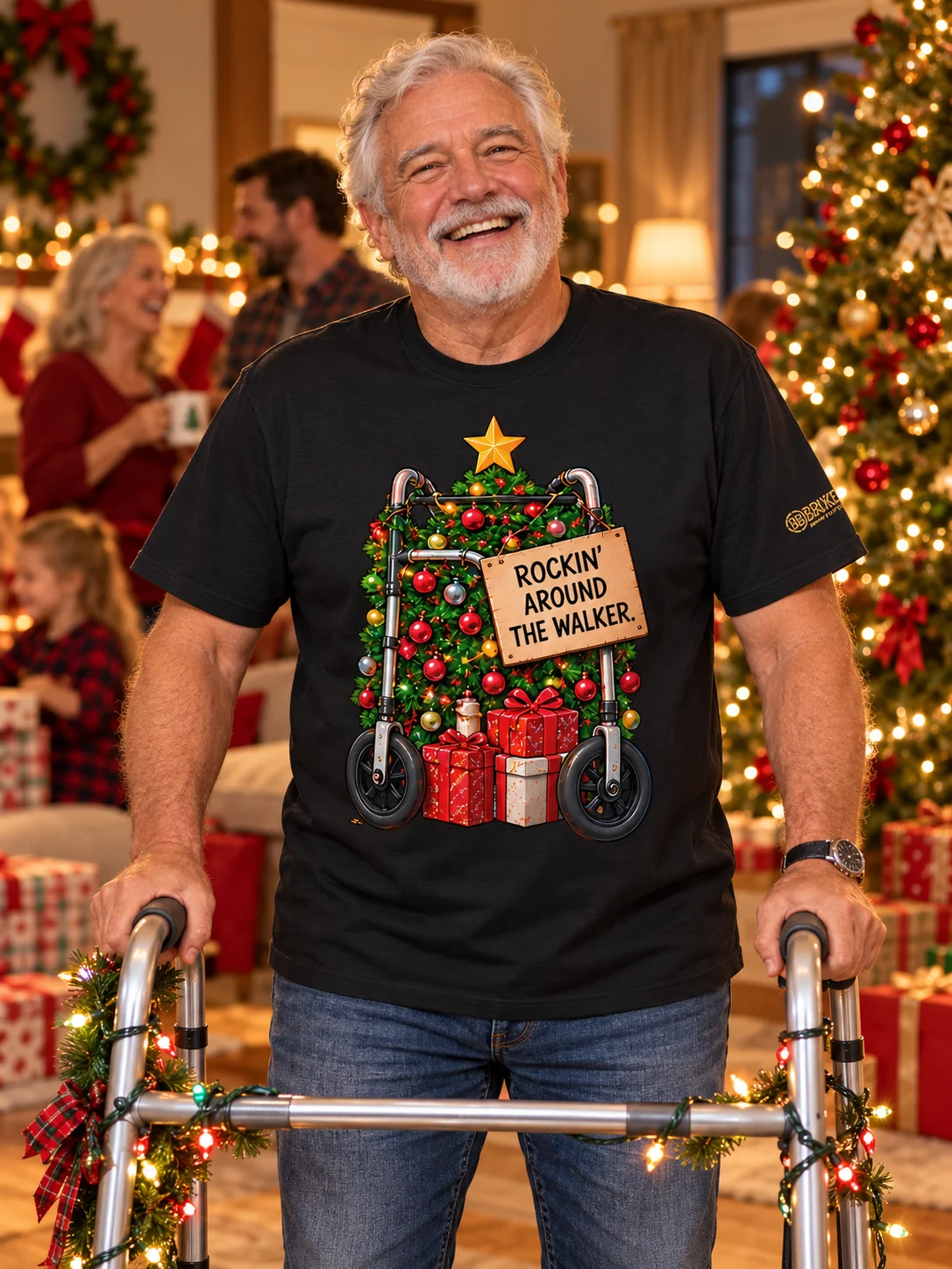 Funny Christmas Walker Shirt — Rockin’ Around the Walker | Broken Holly-Daze™ product image (1)