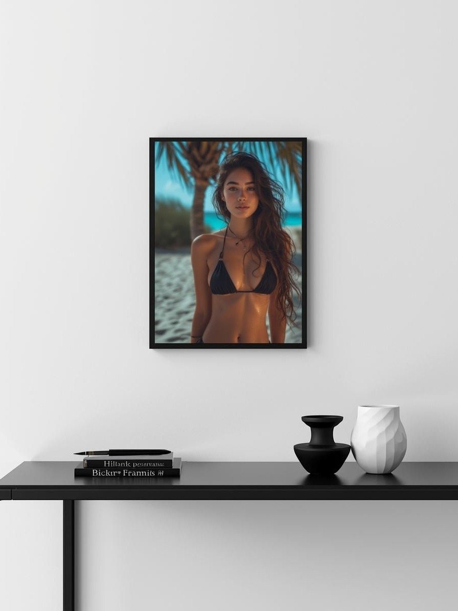 Brunette Bikini Model 8x10 Metal Wall Art – Tropical Beach Metal Poster product image (3)
