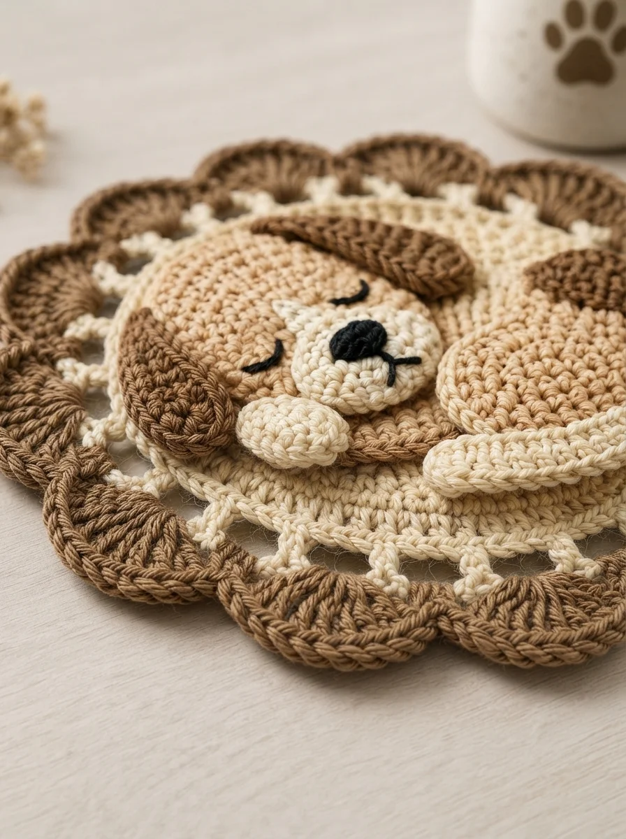 Sleeping Dog Crochet Coaster Pattern product image (2)