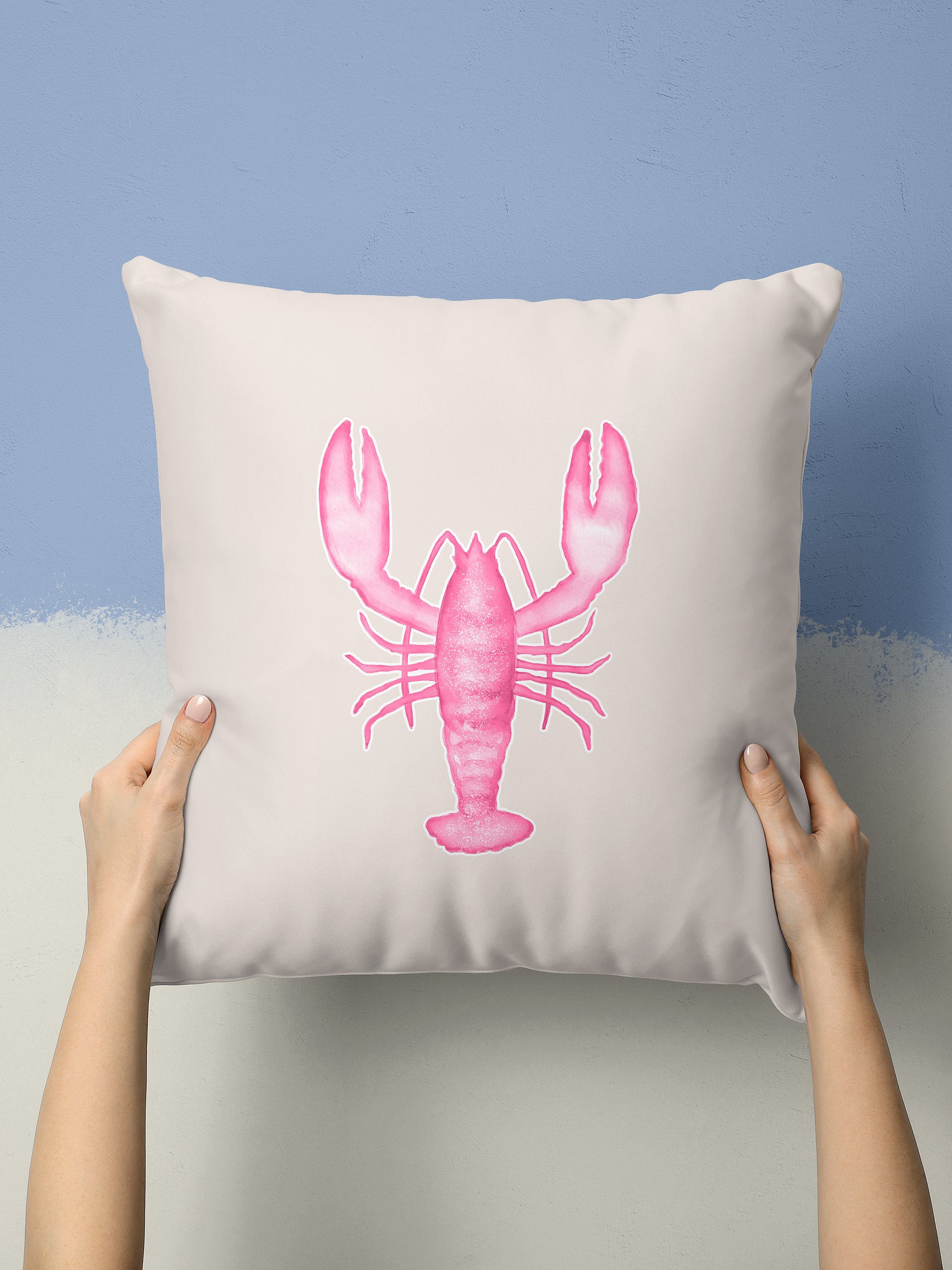 Beige Pink Lobster Pillow case/Beige Pink Hummer Kissenhülle product image (1)