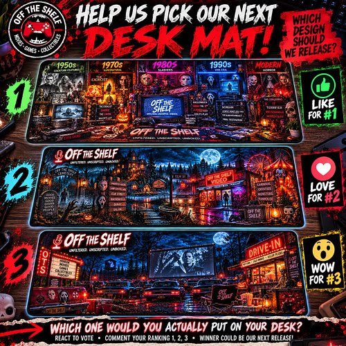 🚨 HELP US PICK OUR NEXT DESK MAT! 🚨

We’ve been working on some new Off The Shelf horror desk mat concepts, and we’ve narrowe...