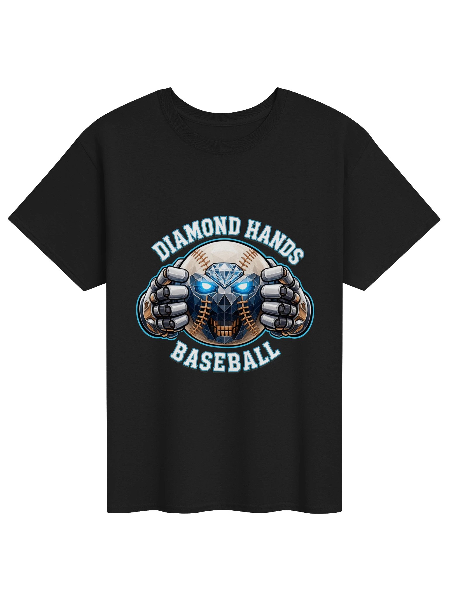 Diamond Hands Baseball Cyborg Skull Tee product image (1)