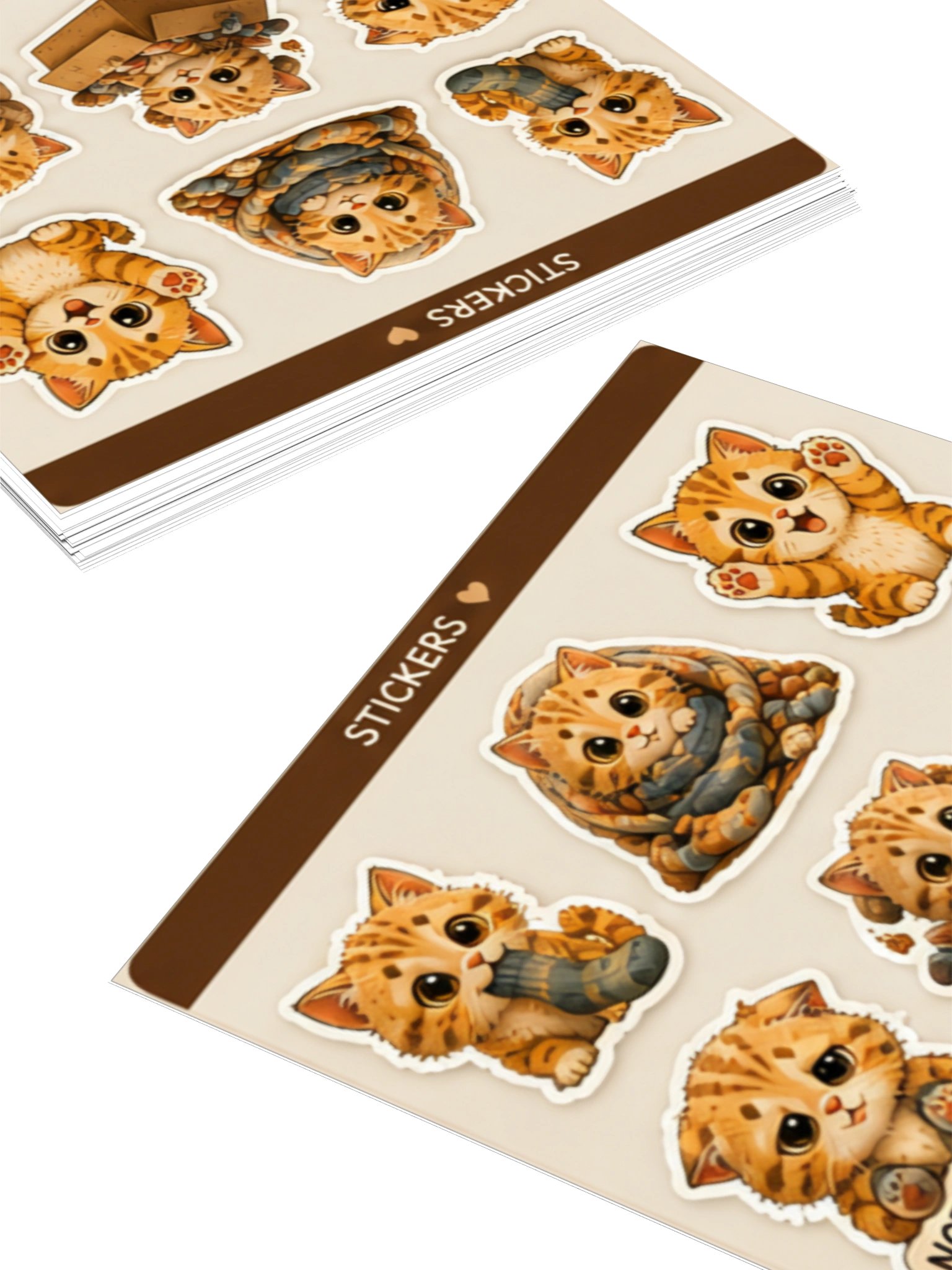 Beans Cute Orange Tabby Kitten Kiss Cut Stickers product image (4)