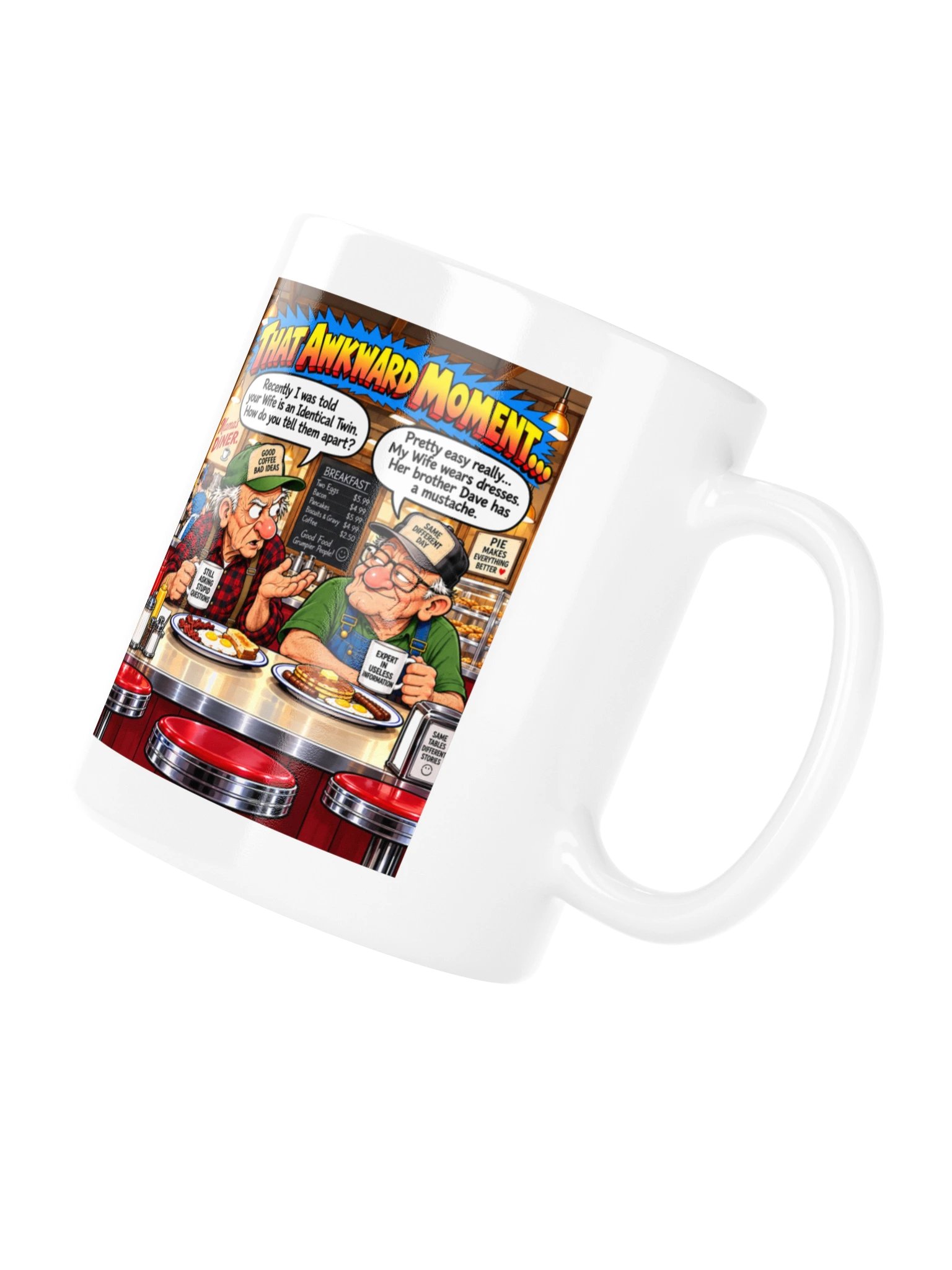 1 Earth Prints Two Old Men at the Diner White Glossy Mug product image (4)
