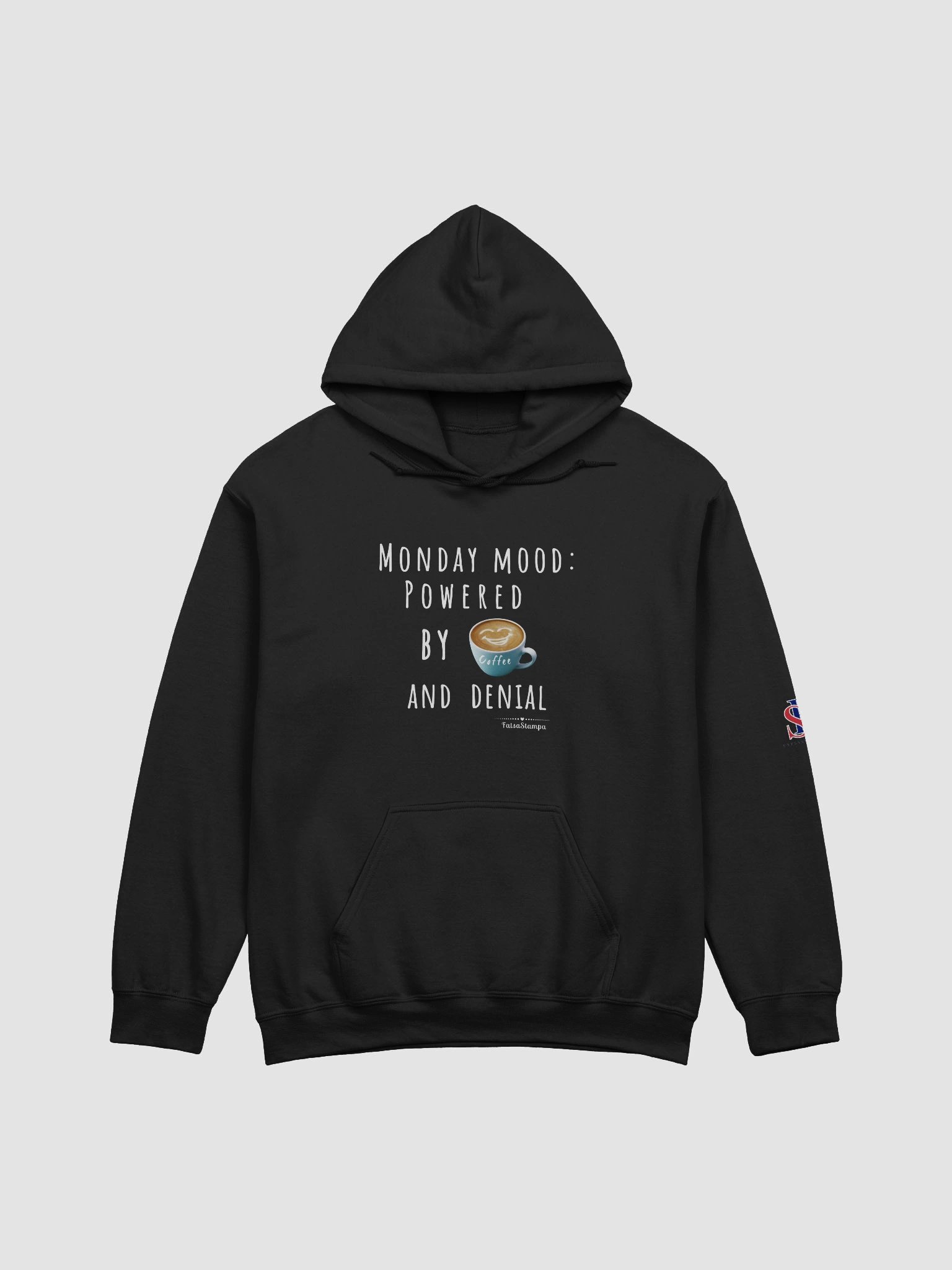 Monday Mood Hoodie – Powered by ☕ and Denial product image (1)