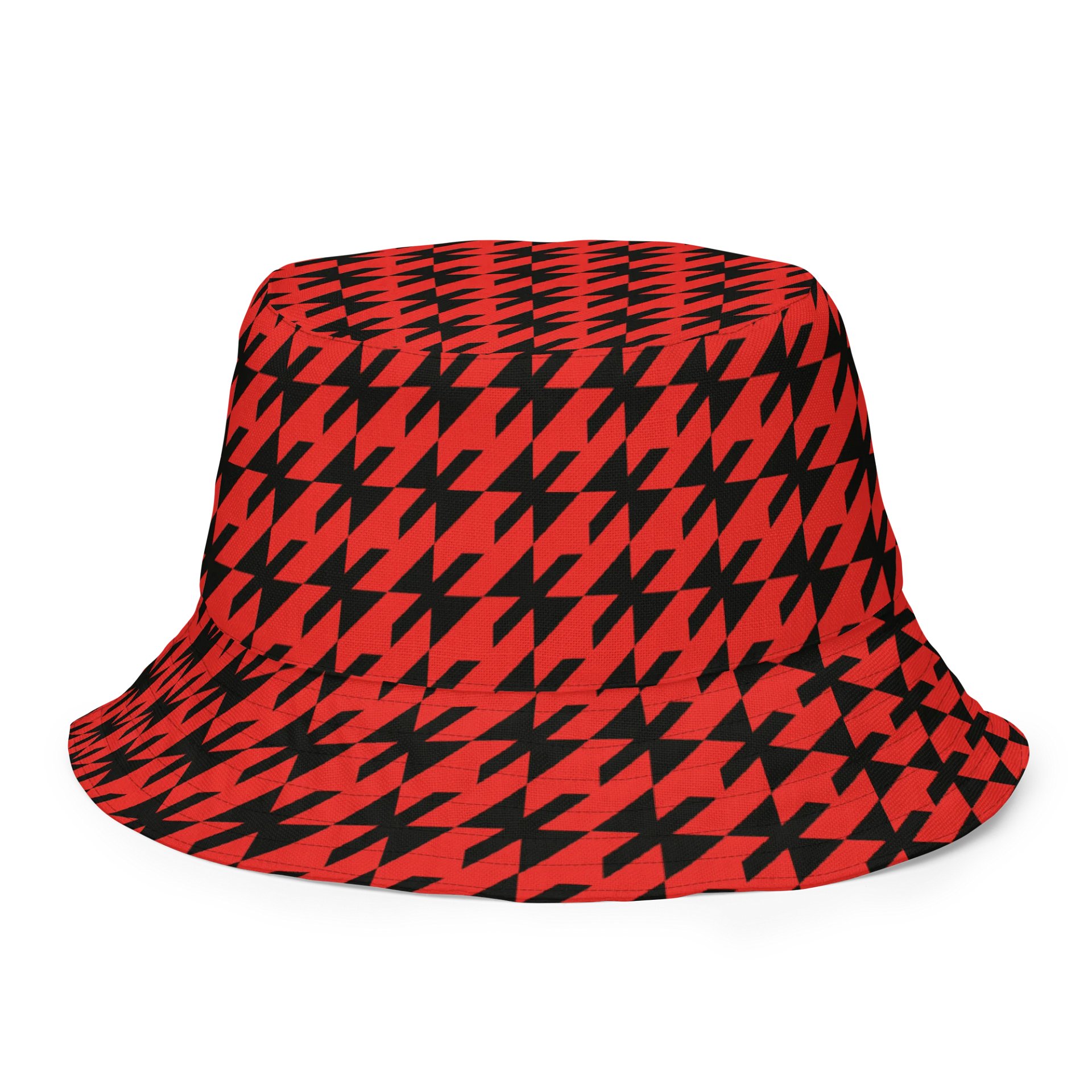 Red and Black Houndstooth Reverie Reversible Bucket Hat product image (2)