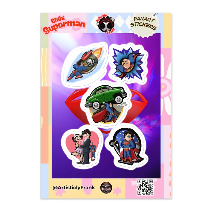 Chibi Superman: The Man of Steel - Fan-Art Sticker Pack | w. BG product image (1)