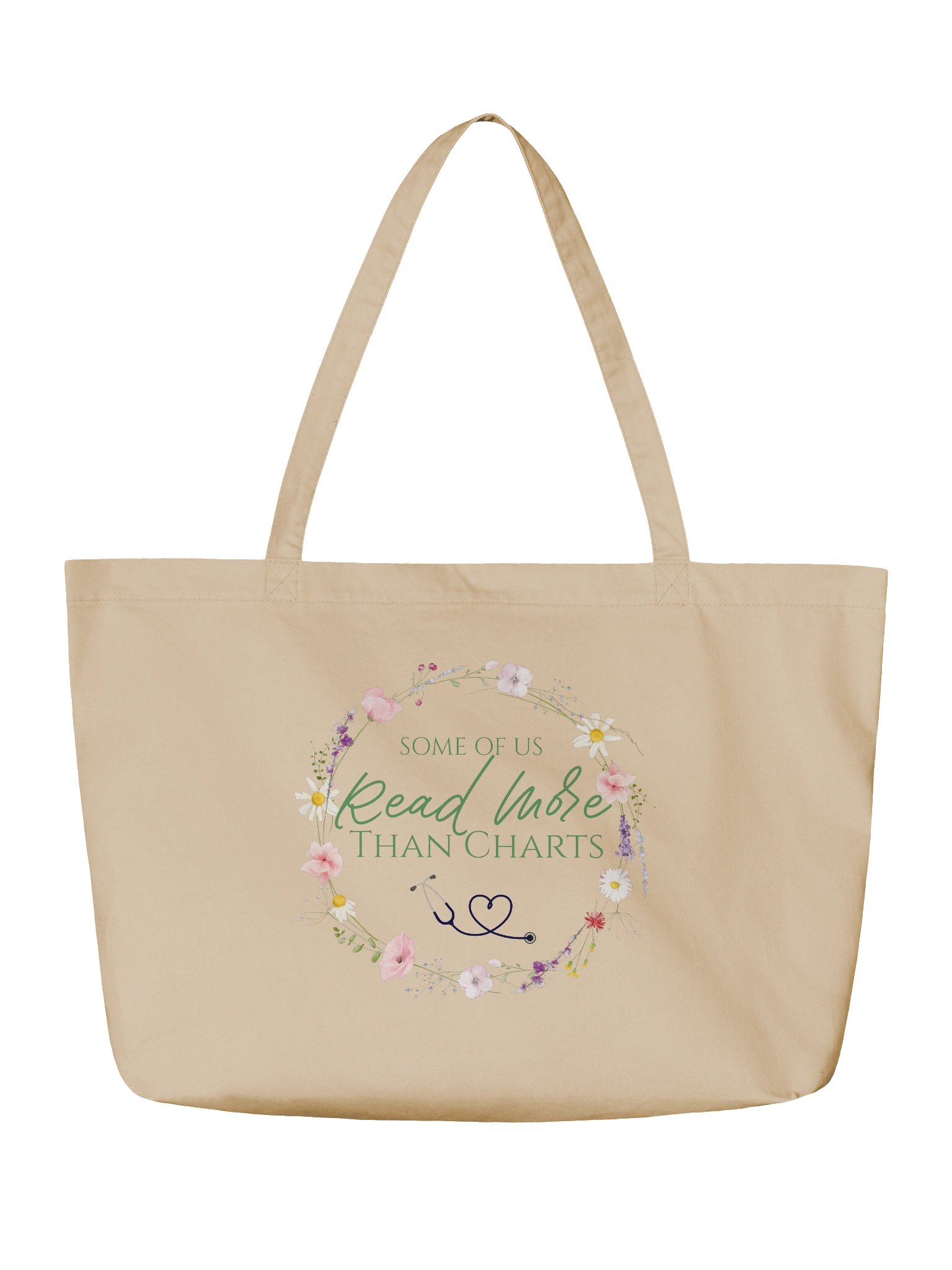 Some Of Us Read More Than Charts Organic Cotton Oyster Tote - Confident Mama product image (2)