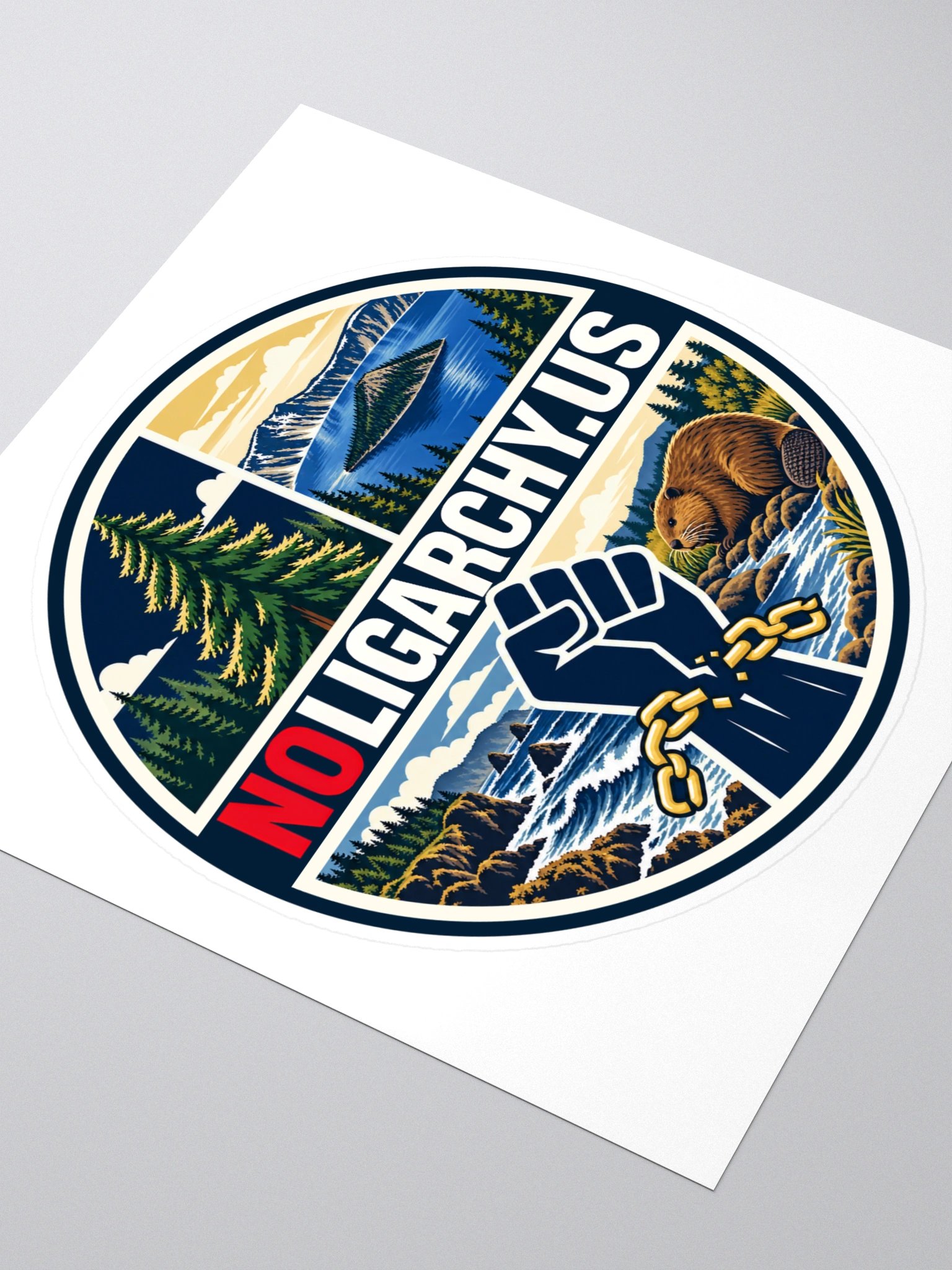 Oregon NOLIGARCHY.US sticker product image (3)