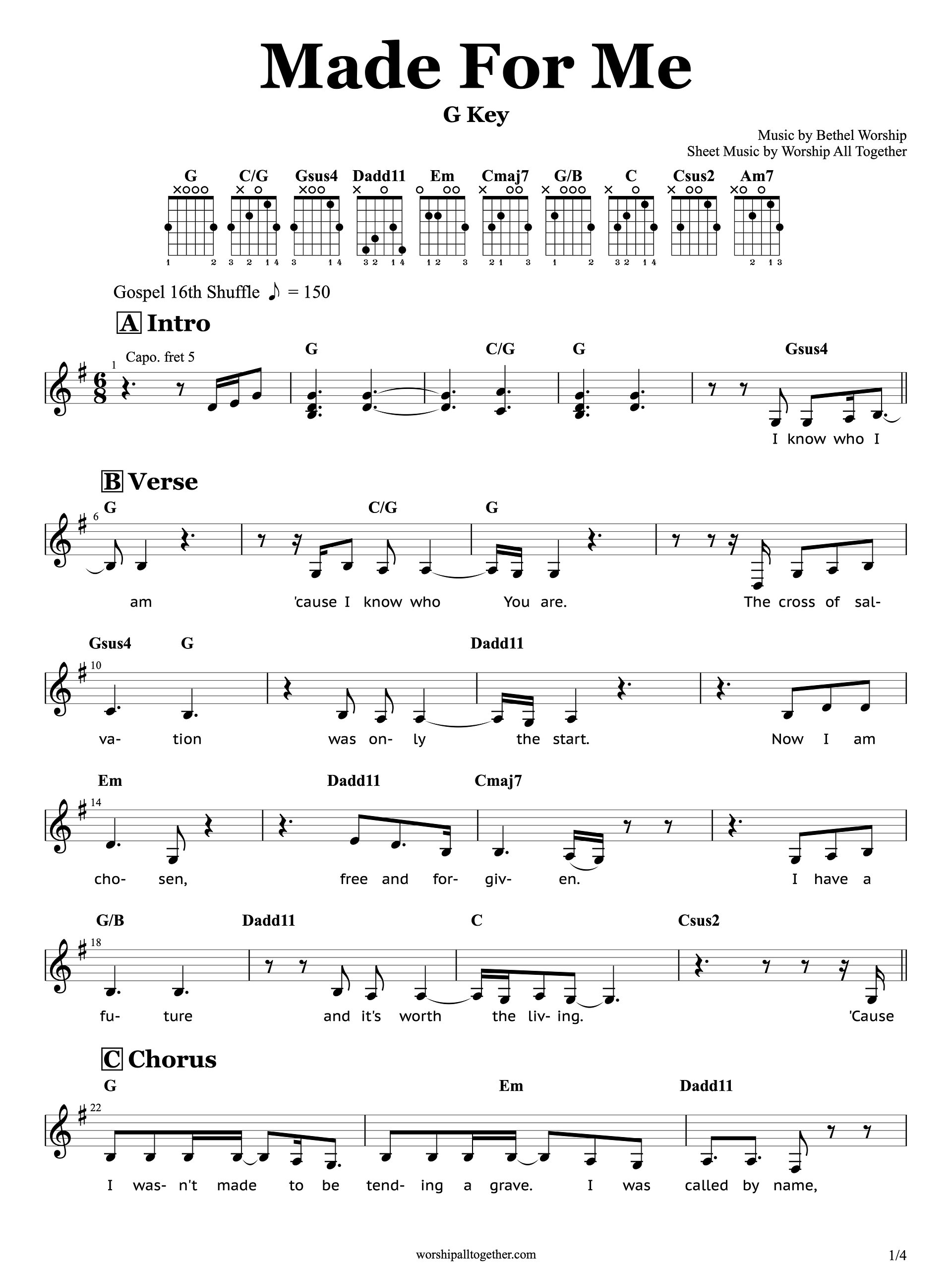 Made For More - Josh Baldwin (Bathel Churdch) | Guitar Chords + Sheet Music Tutorial product image (1)