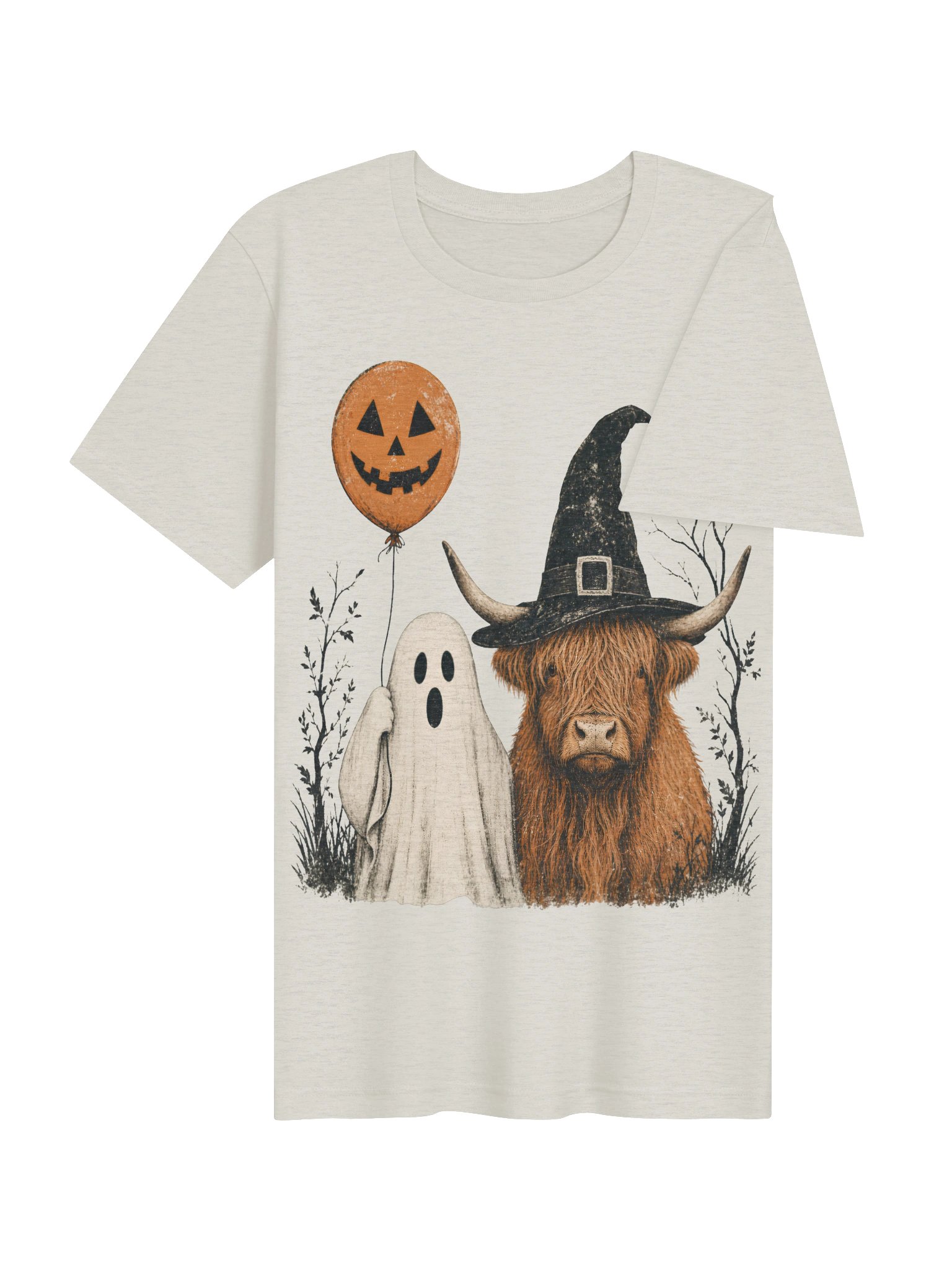 Spooky Highland Cow – Halloween Vintage Graphic T-Shirt product image (54)