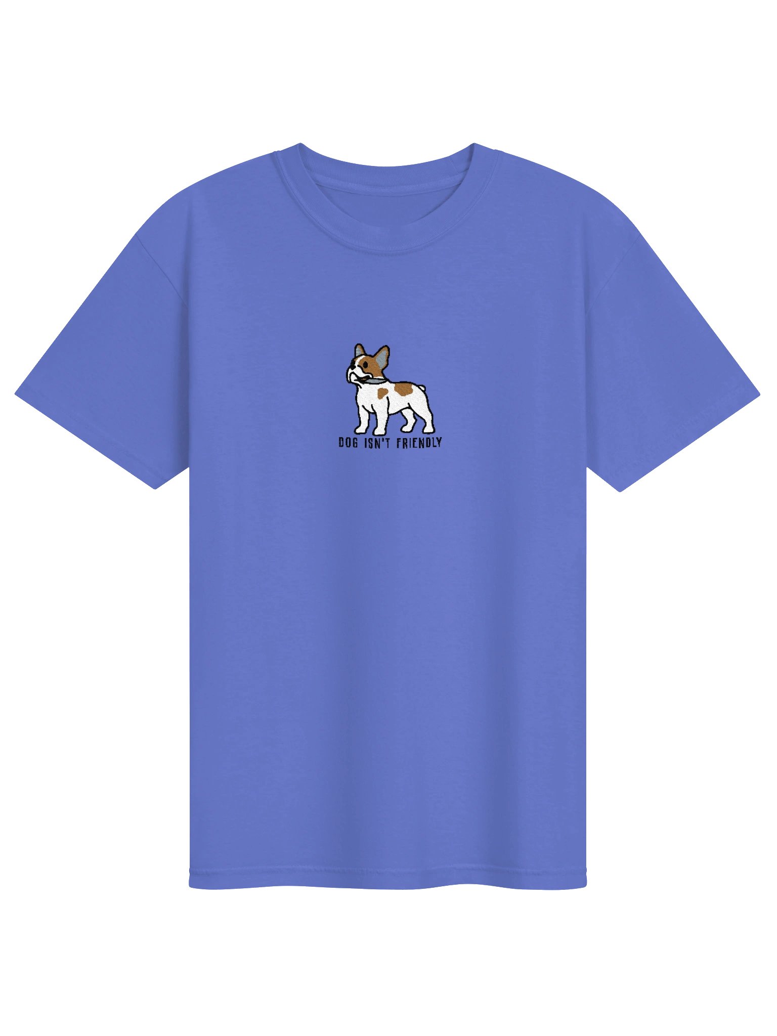 Dog Isn't Friendly Funny Chibi-Style Embroidered T-Shirt for French Bulldog(Pied, Brown) Owners product image (37)