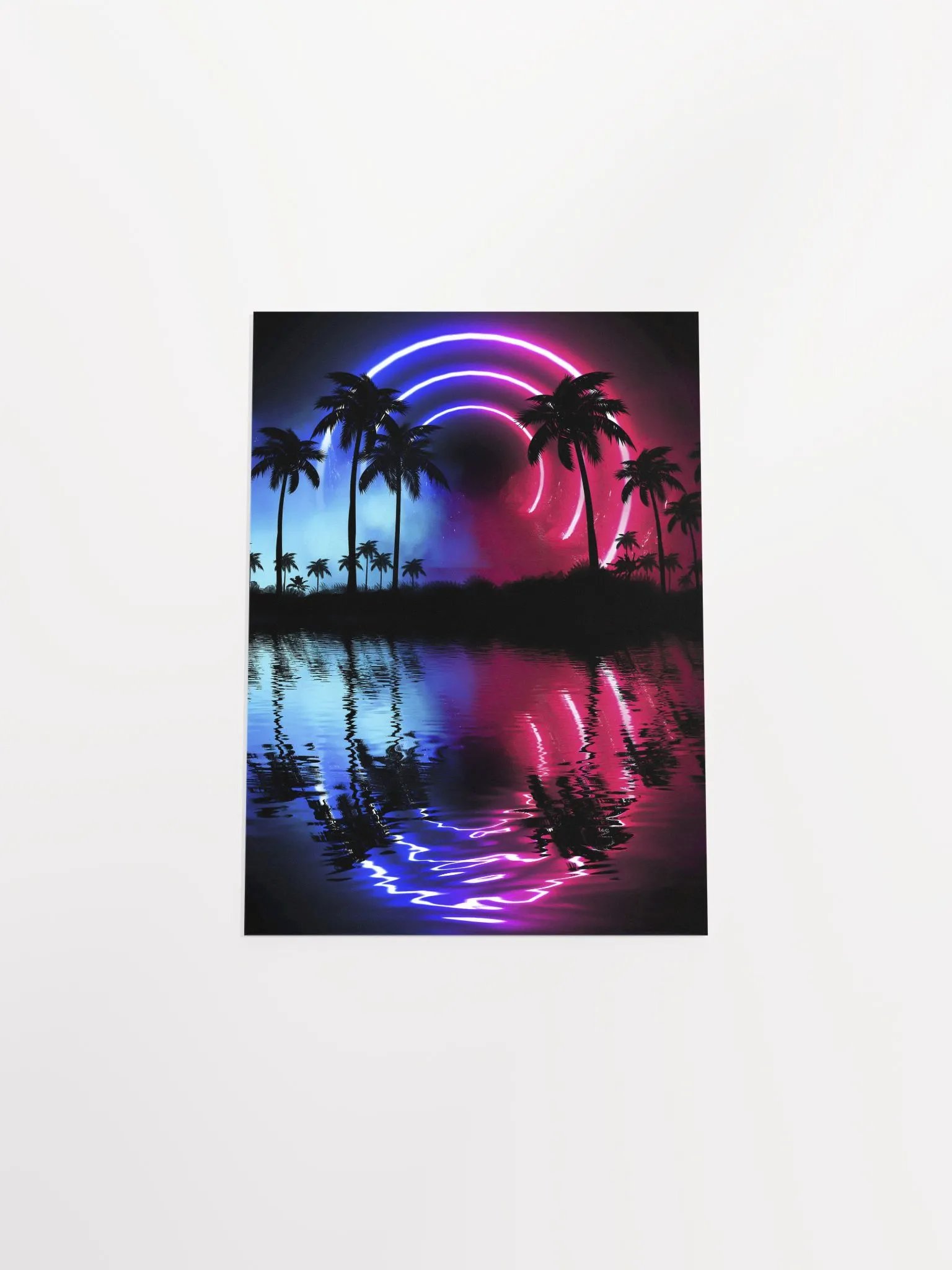 Neon landscape: Palms & Arc [synthwave/vaporwave/cyberpunk] — Aesthetic retrowave poster product image (11)
