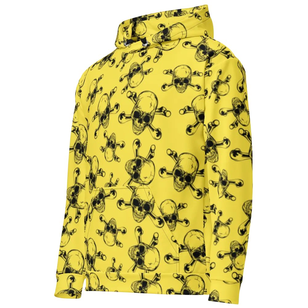 Skull & Bones - Yellow - All-Over Print Recycled Unisex Hoodie product image (11)