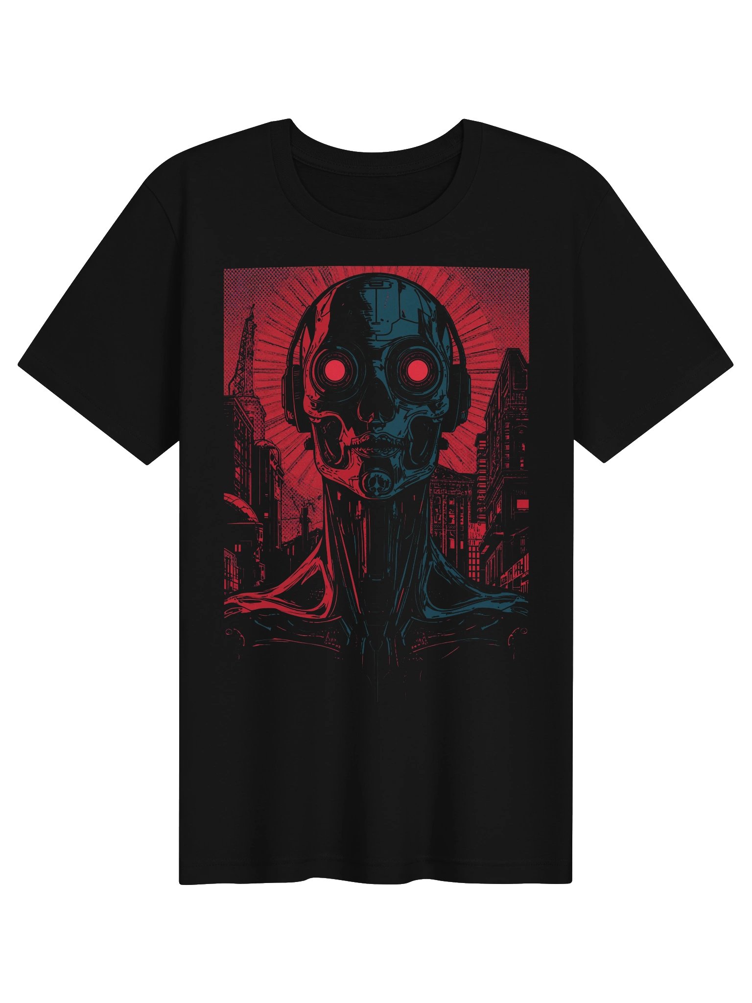 Red Neon Cyber Skull Lightweight T-Shirt product image (1)