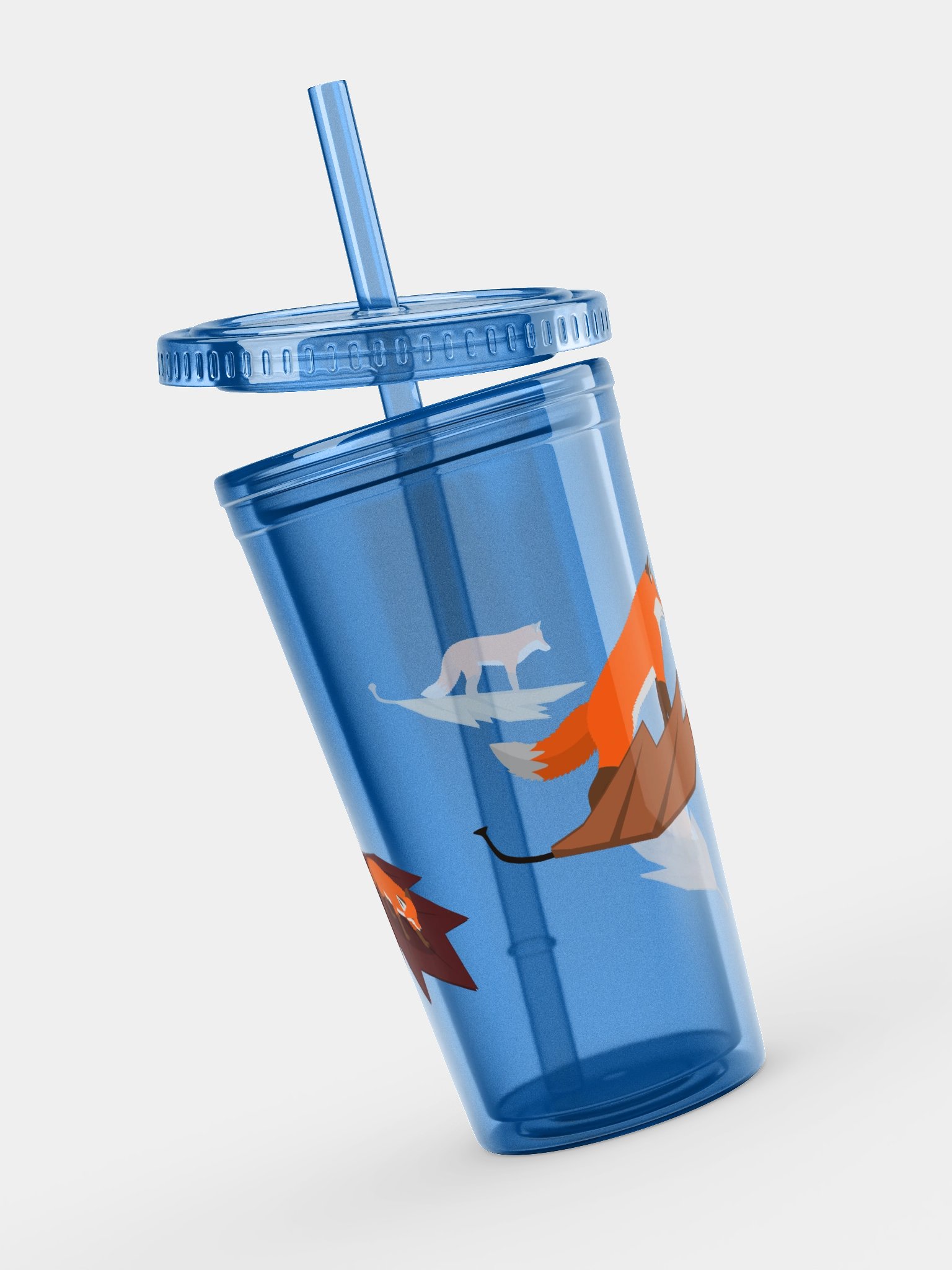 Tiny Autumn Leaf Foxes Transparent Tumbler product image (8)