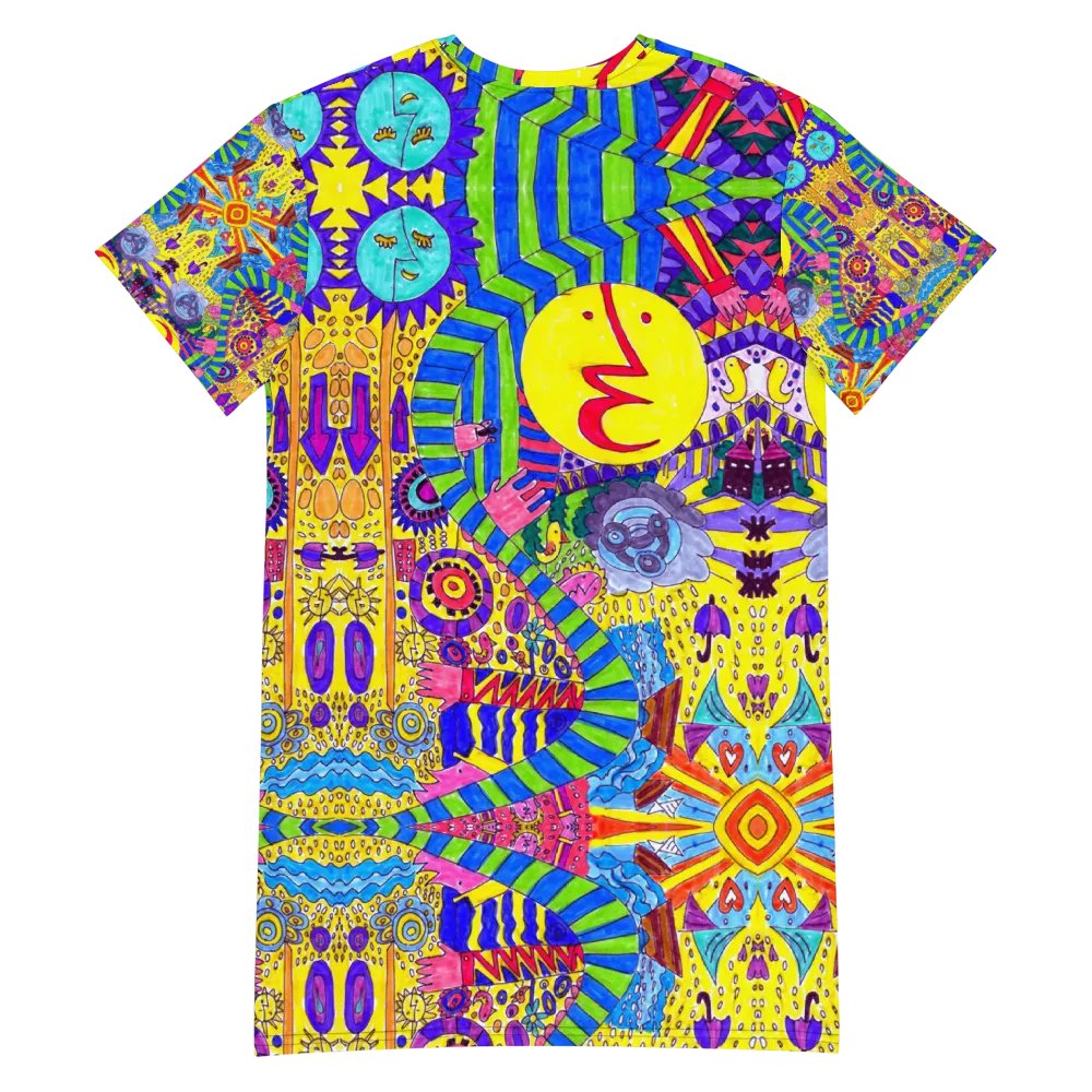 Abstract Colourful Doodle Ladies T Shirt Dress product image (9)
