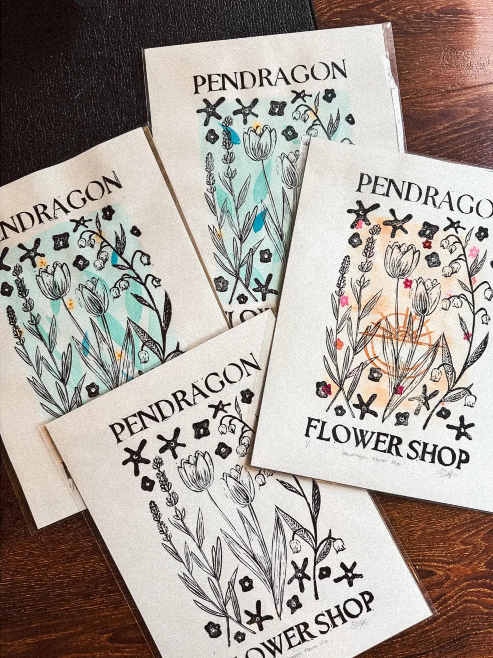 Pendragon Flower Shop Linocut Print product image (1)