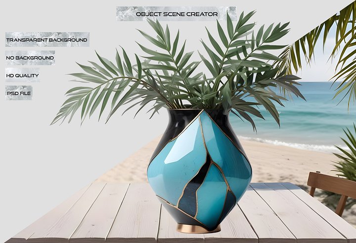 Lagoon Reverie – Vase Coastal Luxe Spa Decor PNG product image (2)
