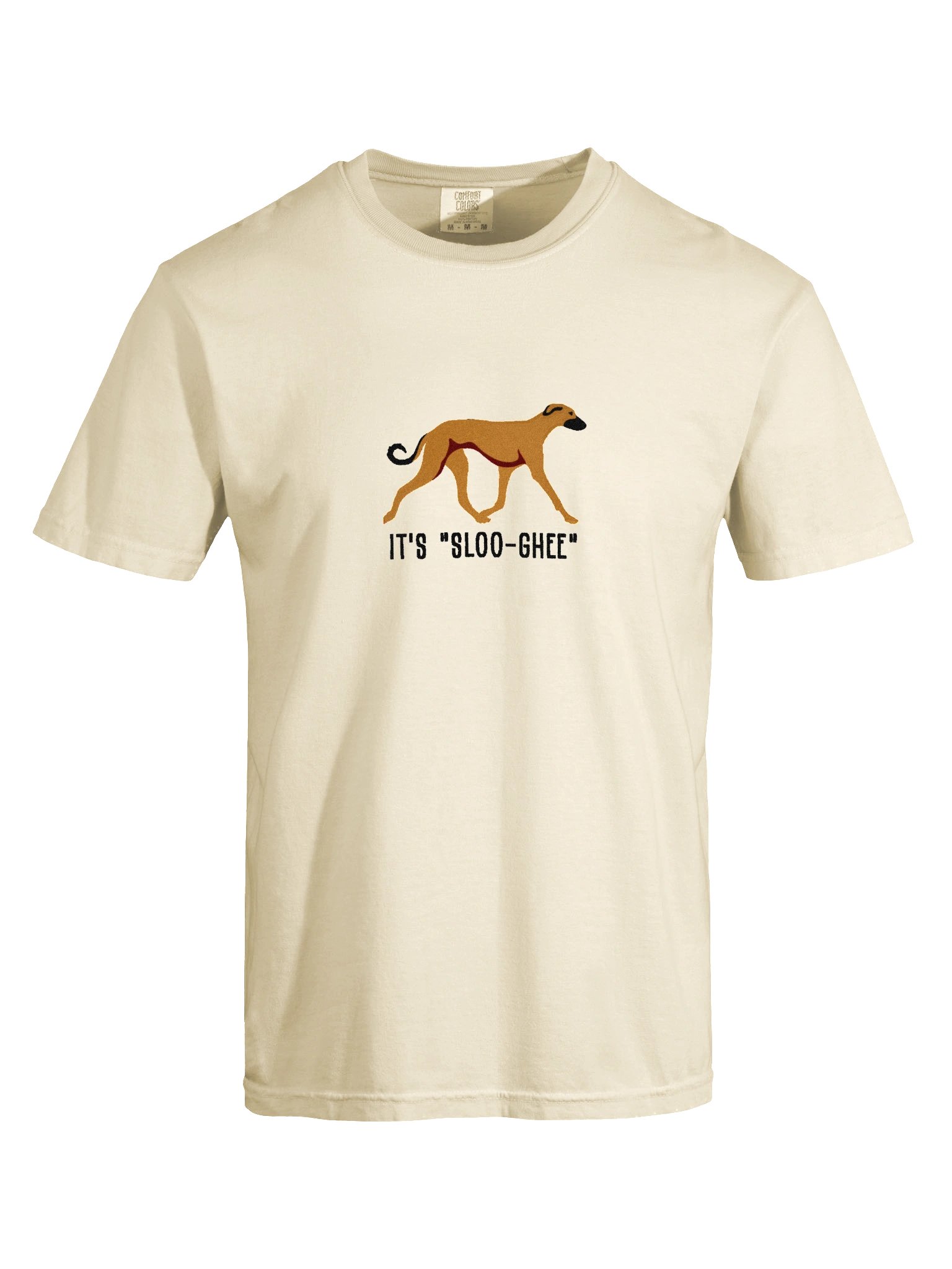 It's Sloo-Gee T-Shirt(Embroidered) of a Sloughi(Tan) product image (10)