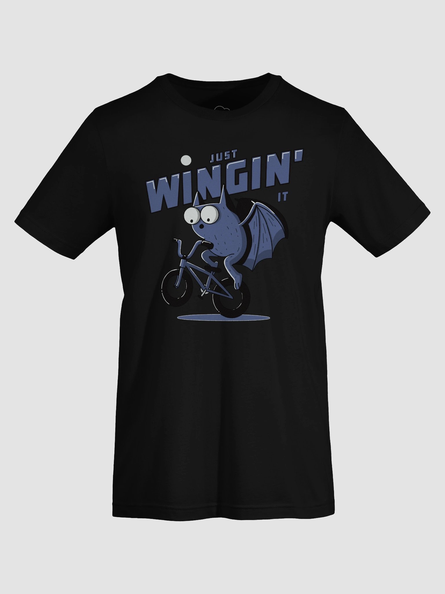 Just Wingin’ It Funny Bat Riding a Bike Graphic T-Shirt – Cute Cycling Pun Tee for Animal & BMX Lovers product image (31)