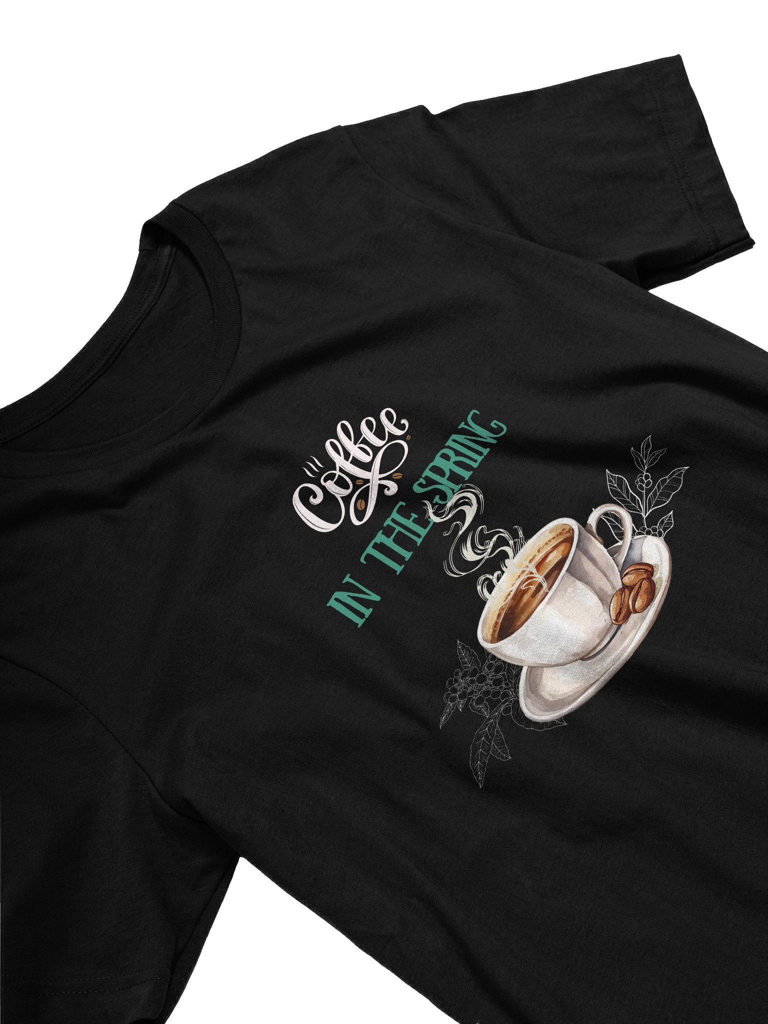 "Coffee In Spring" Black T-shirt product image (2)