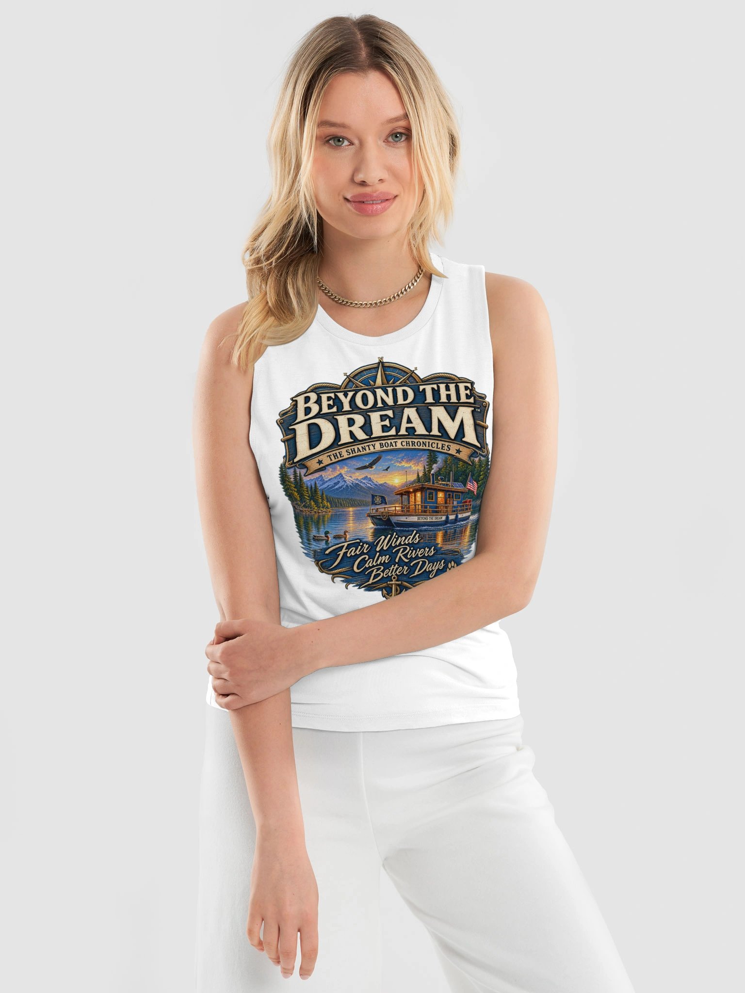 Beyond the Dream Women's Flowy Muscle Tank – White product image (3)