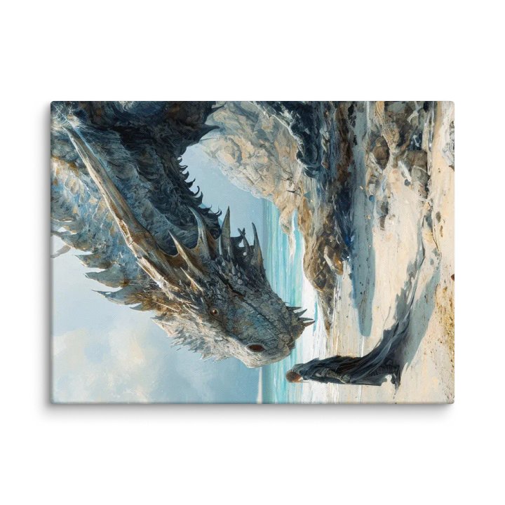 Knight with a giant dragon on a beach - Canvas product image (1)
