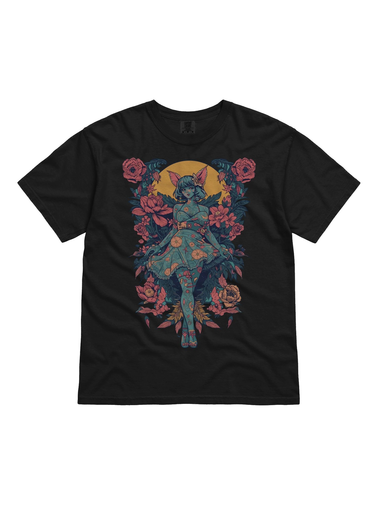Floral Halo Cat‑Girl Heavyweight Tee product image (1)