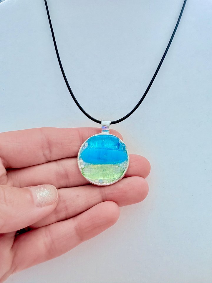 MFD-00206 | Coastal Calm Horizon Pendant Necklace | Handmade Glass Art Jewelry | Monique Faella Designs™ product image (2)