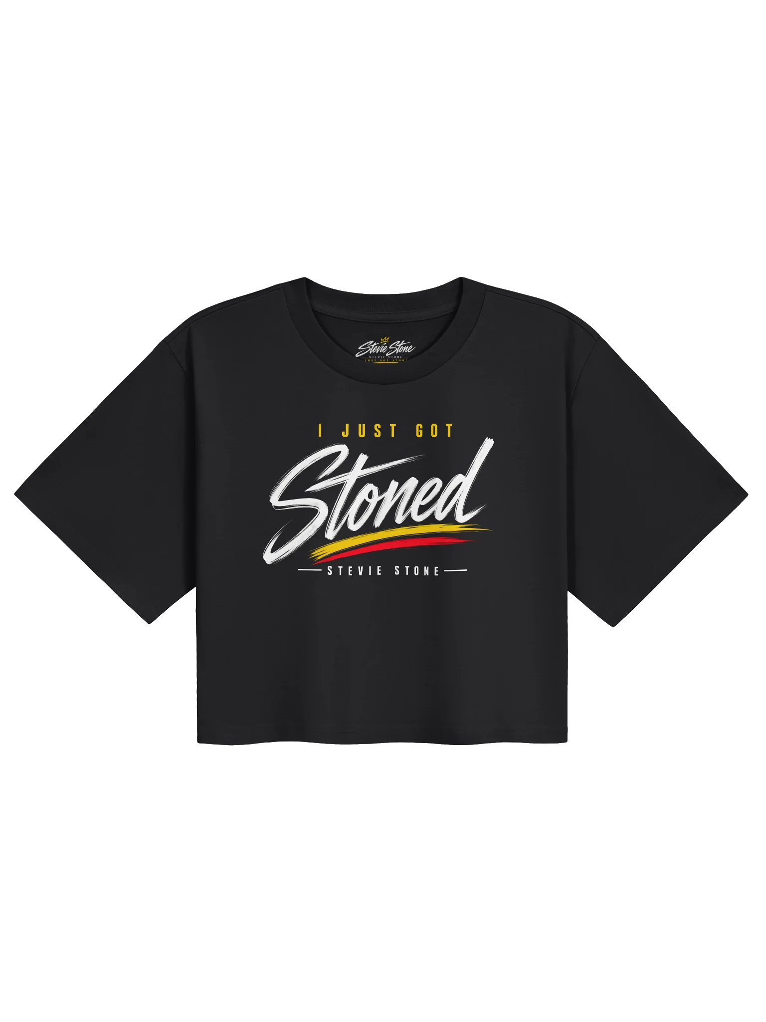 I Just Got Stoned Women’s Crop Tee – Black