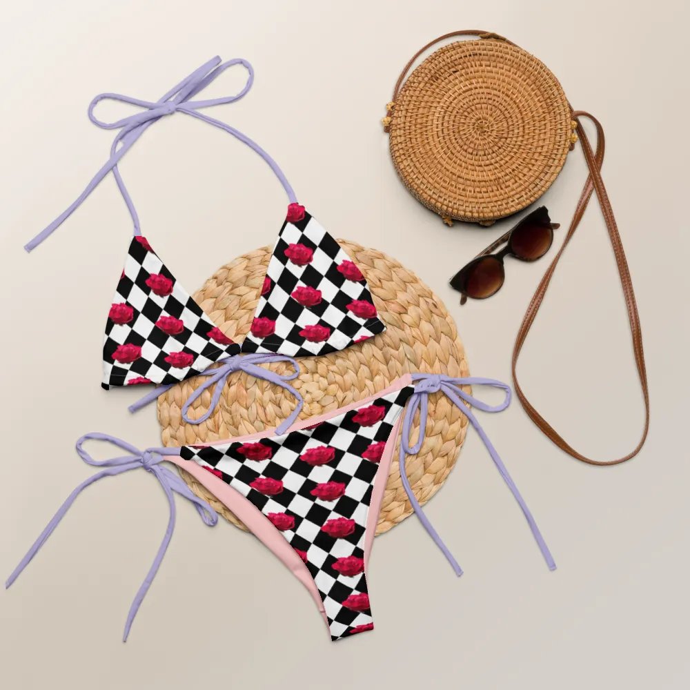 Rosy string bikini {black and white} product image (8)