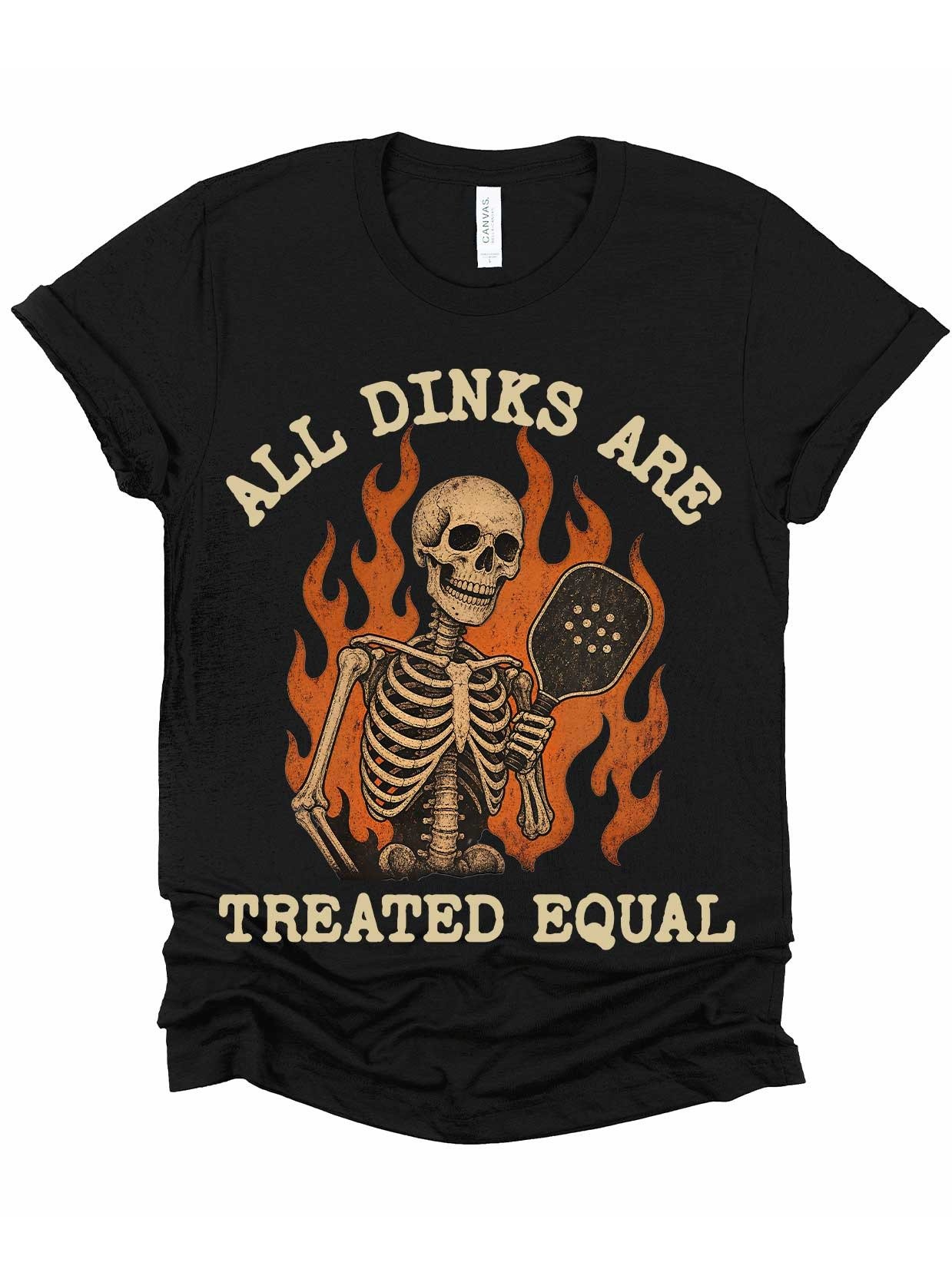 All Dinks Are Treated Equal Halloween Pickleball Shirt | Funny Skeleton Tee product image (1)