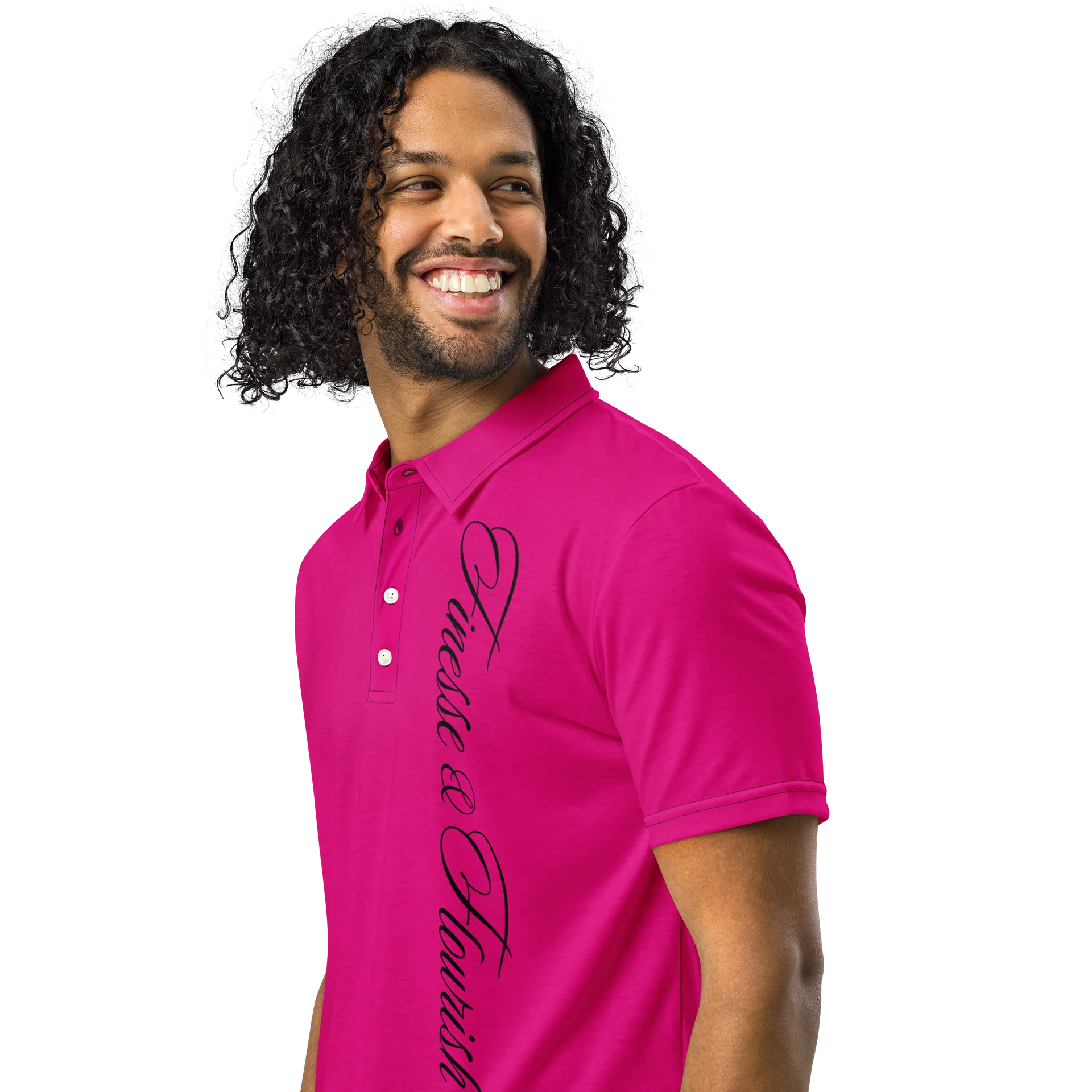 F&F Left Script Slim Fit Polo Shirt (PNK) product image (2)