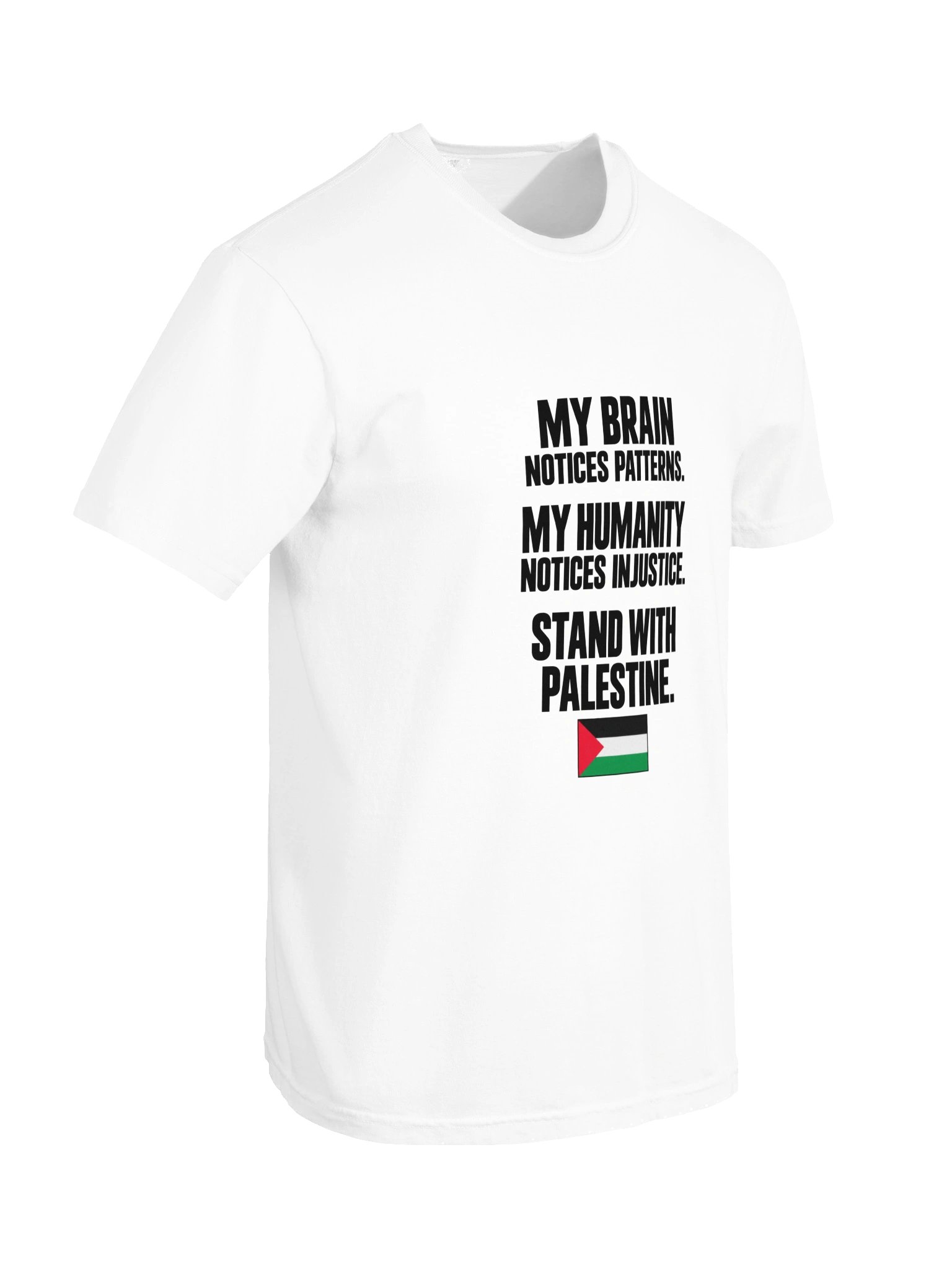 My Brain Notices Patterns, My Humanity Notices Injustice T-Shirt white🇵🇸 product image (6)