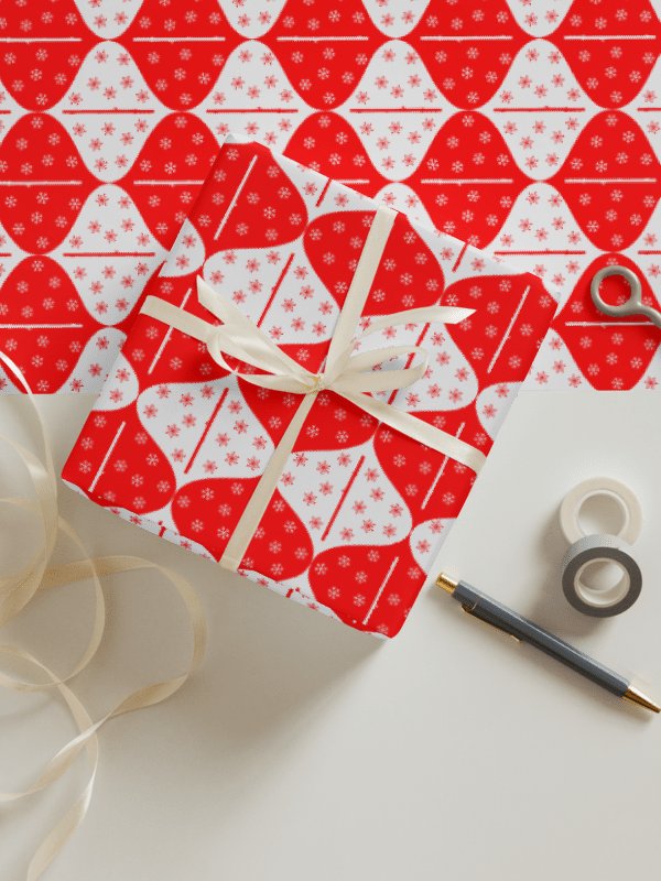 Flutes and Snowflakes - C Flute - Red Gift Wrap Paper Sheets product image (6)