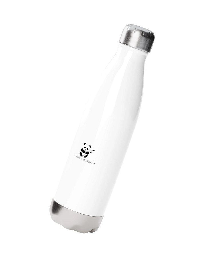 Panda Wisdom Stainless Steel Water Bottle - Black on White product image (2)