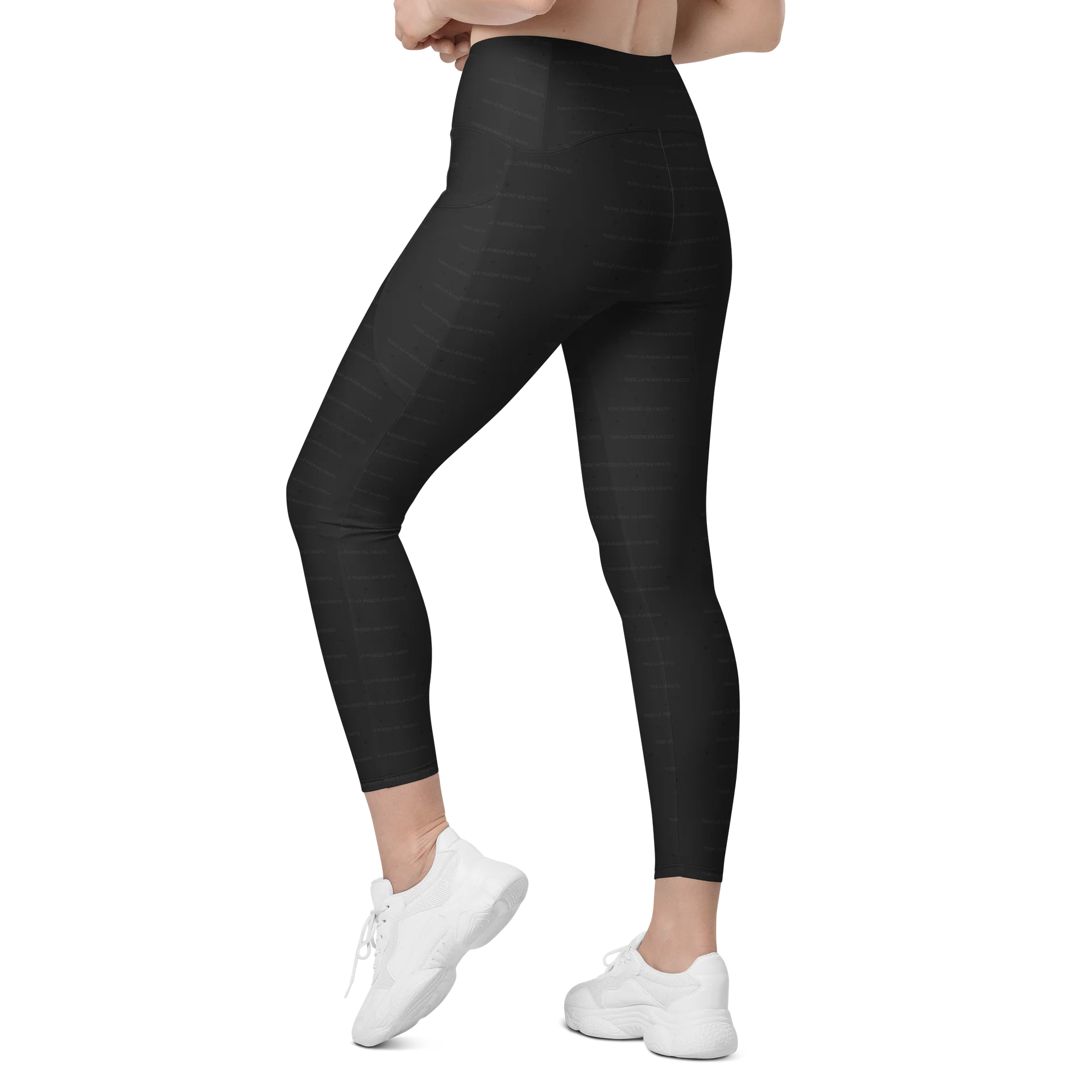 Crossover Leggings with Pockets — Women Who Lift (Black) product image (7)
